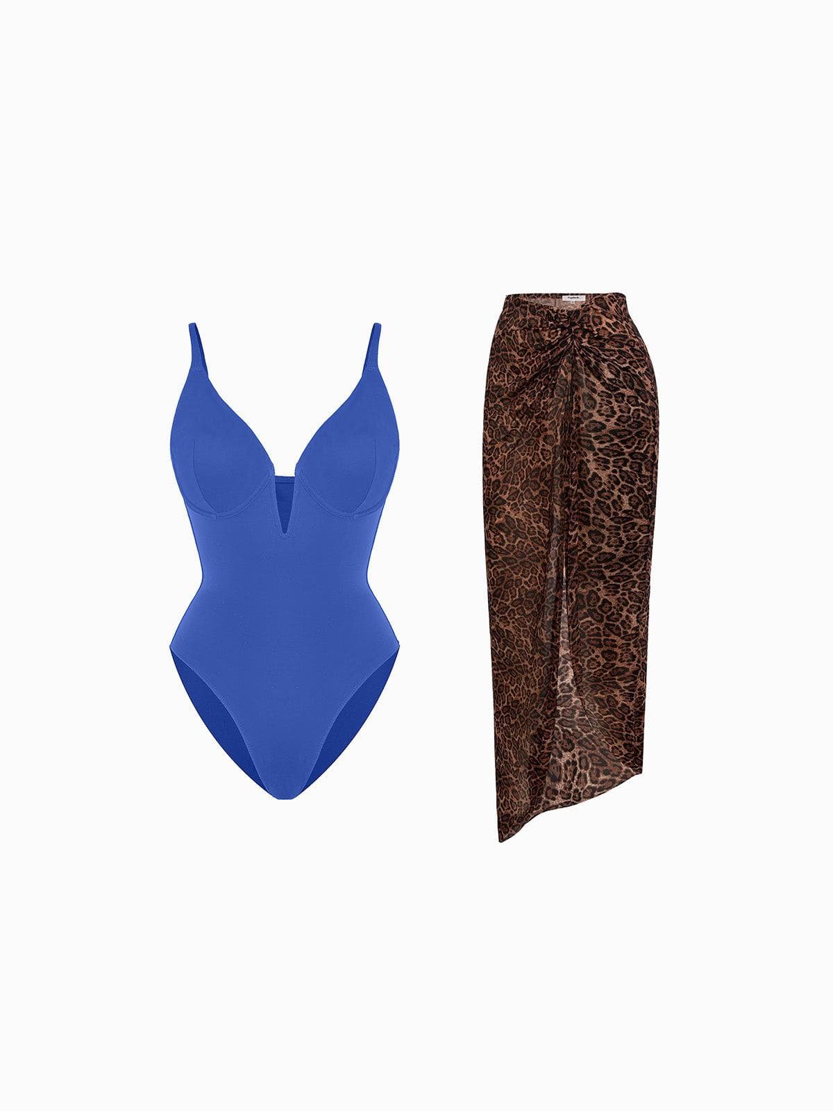 Shapewear Slimming One-Piece Swimsuit Mesh Coverup Set - Image 12