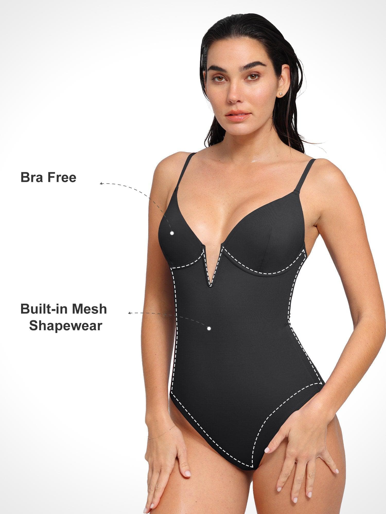 Shapewear Plunging V Slimming One-Piece Swimsuit - Image 10