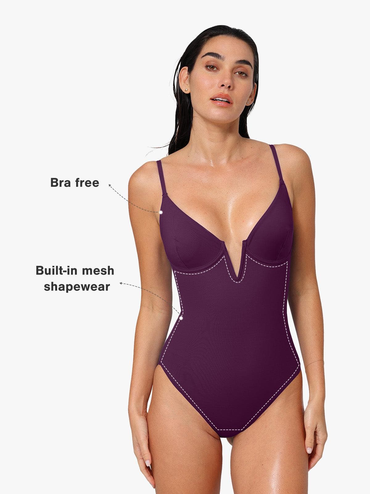 Shapewear Plunging V Slimming One-Piece Swimsuit - Image 41
