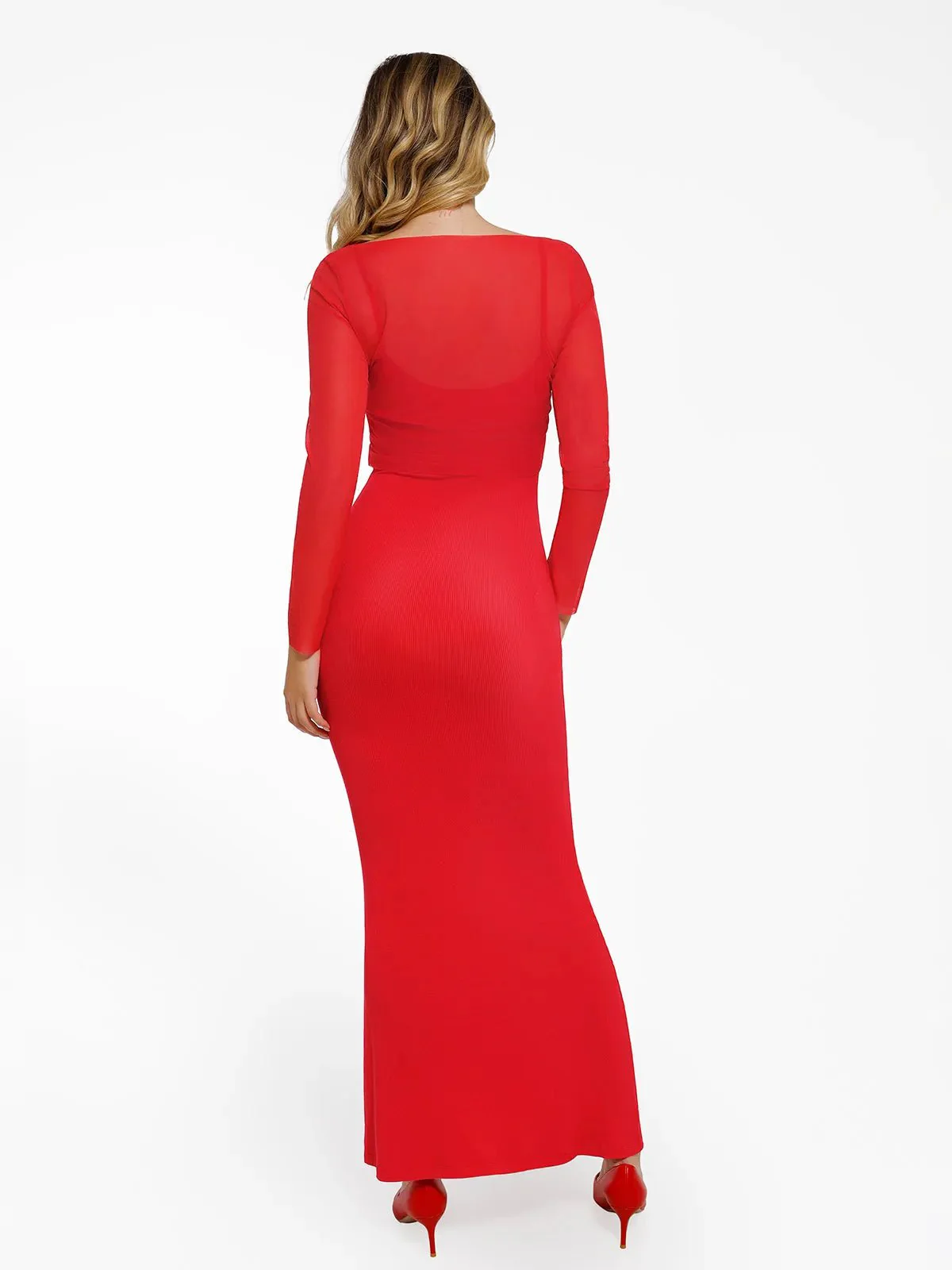 Shapewear Slip Dress Mesh Top Set - Image 3