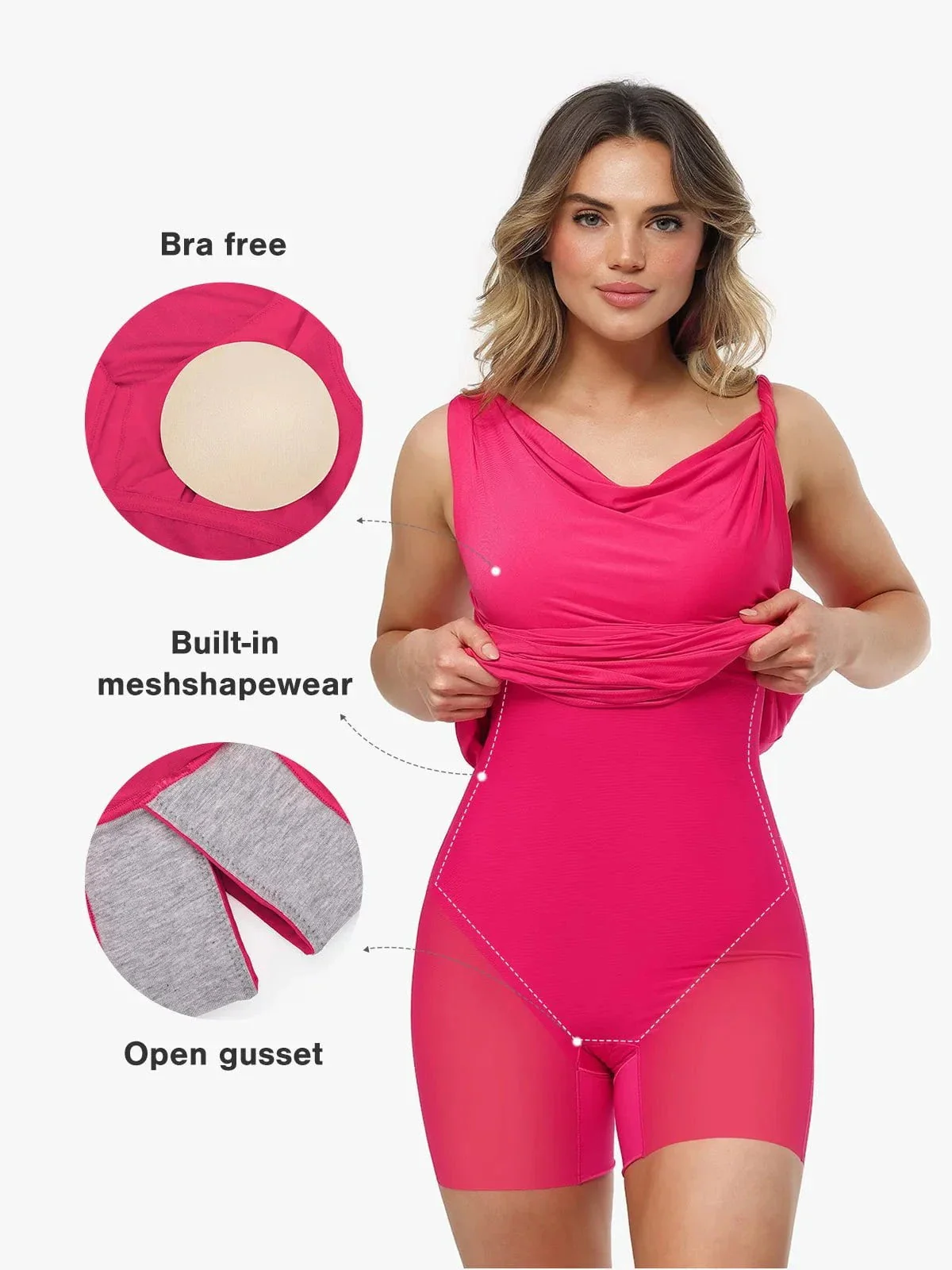 Shapewear Solid Cowl Neck Ruched Sculpting Maxi Dress - Image 15