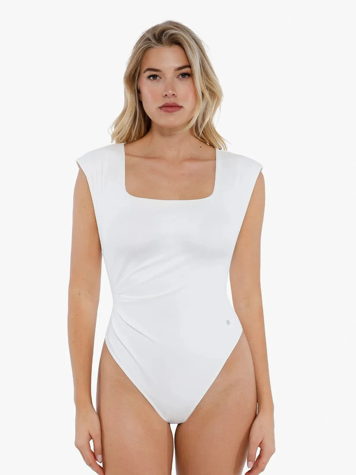 Shapewear Square Neck Padded Shoulder Slimming Bodysuit - Image 15