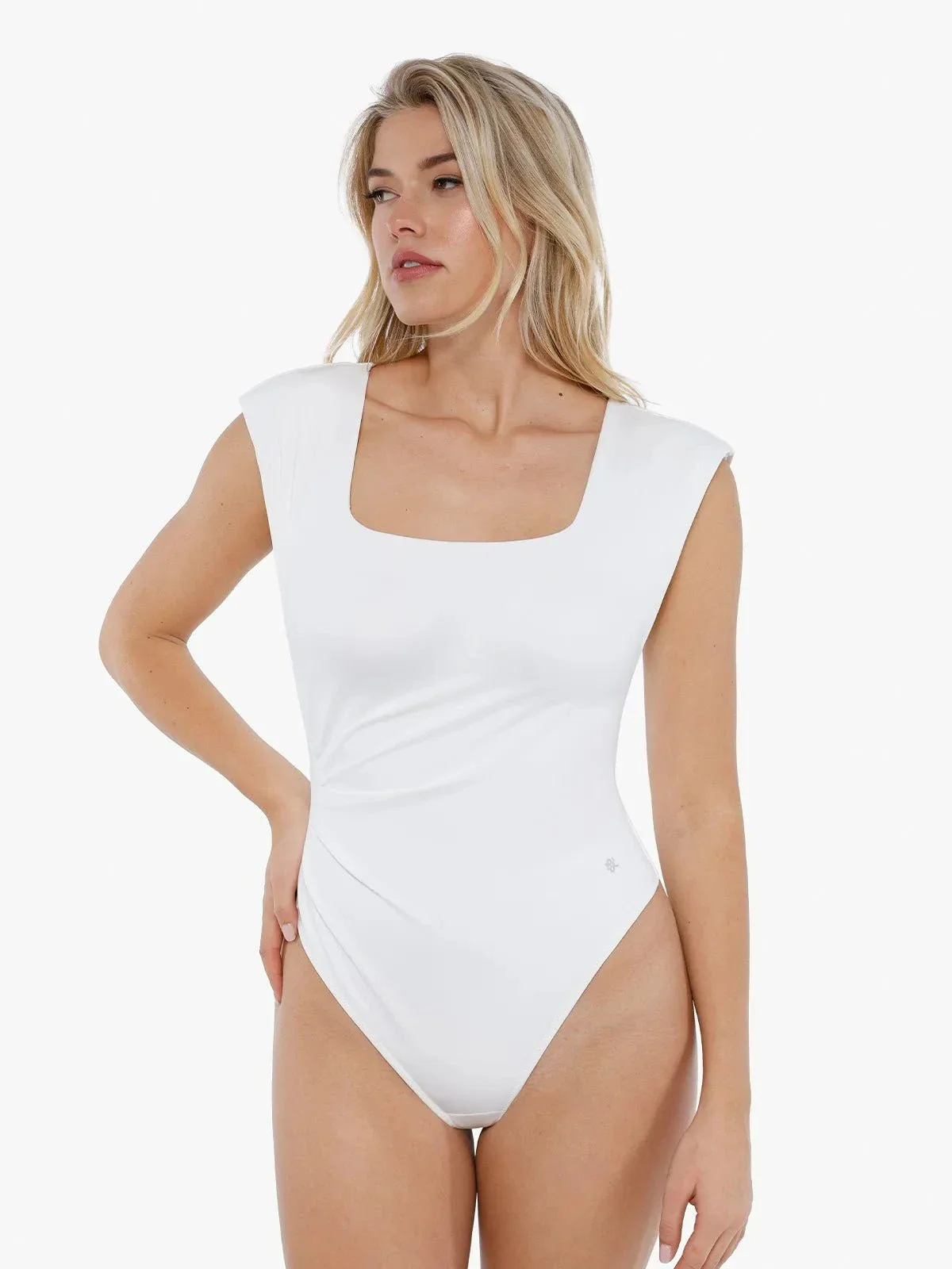 Shapewear Square Neck Padded Shoulder Slimming Bodysuit - Image 19