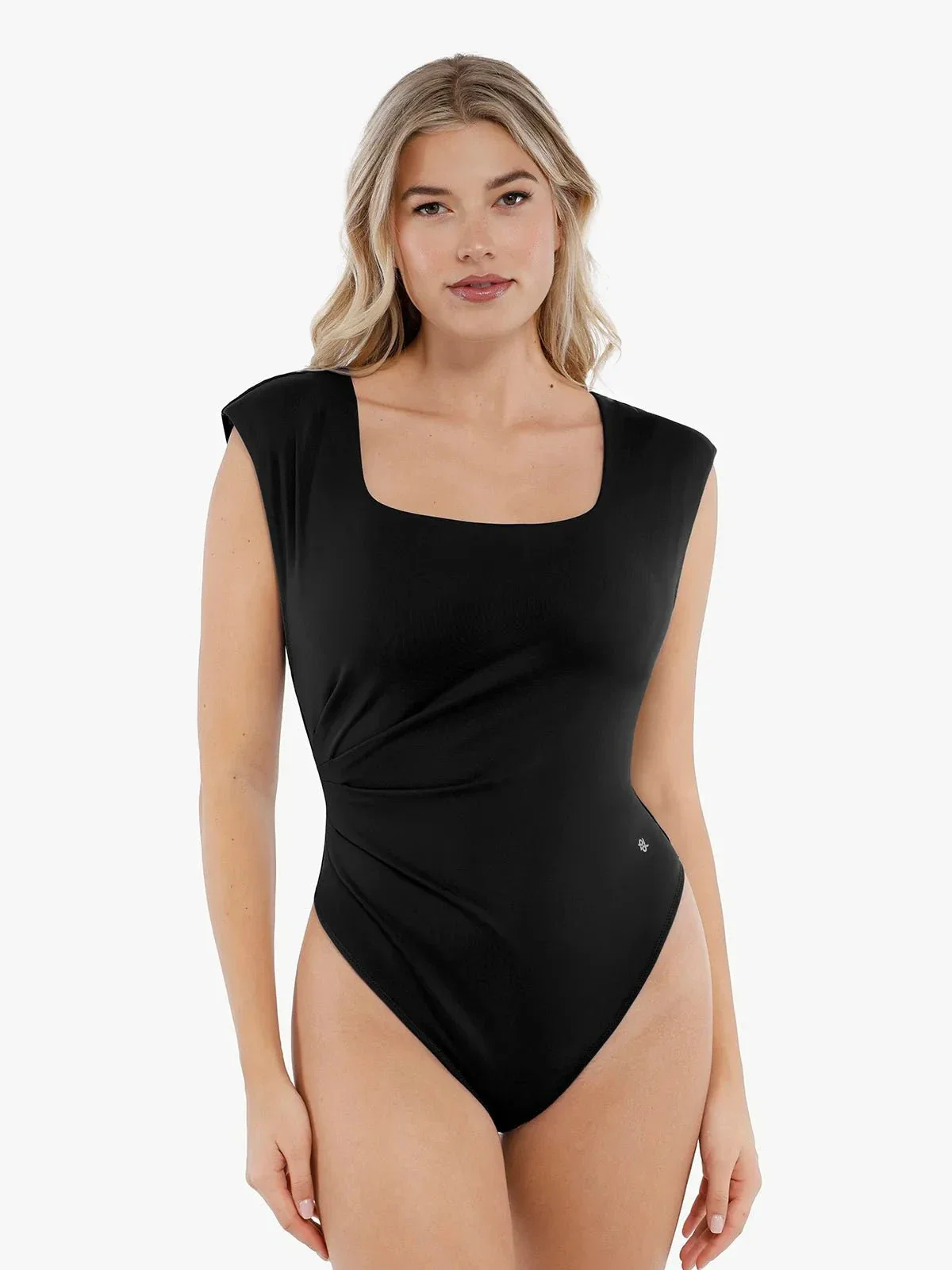 Shapewear Square Neck Padded Shoulder Slimming Bodysuit - Image 7
