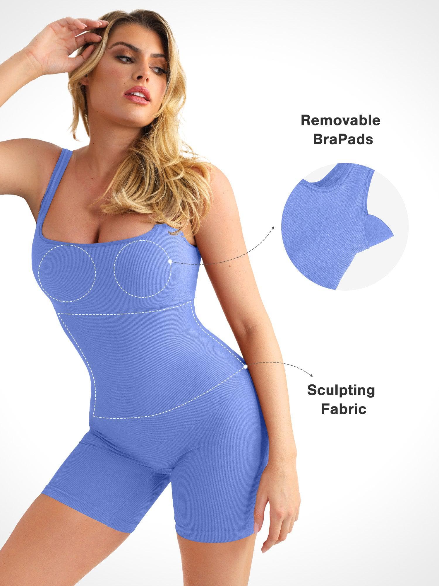Shapewear Seamless Square Neck Smoothing Sport Romper - Image 21