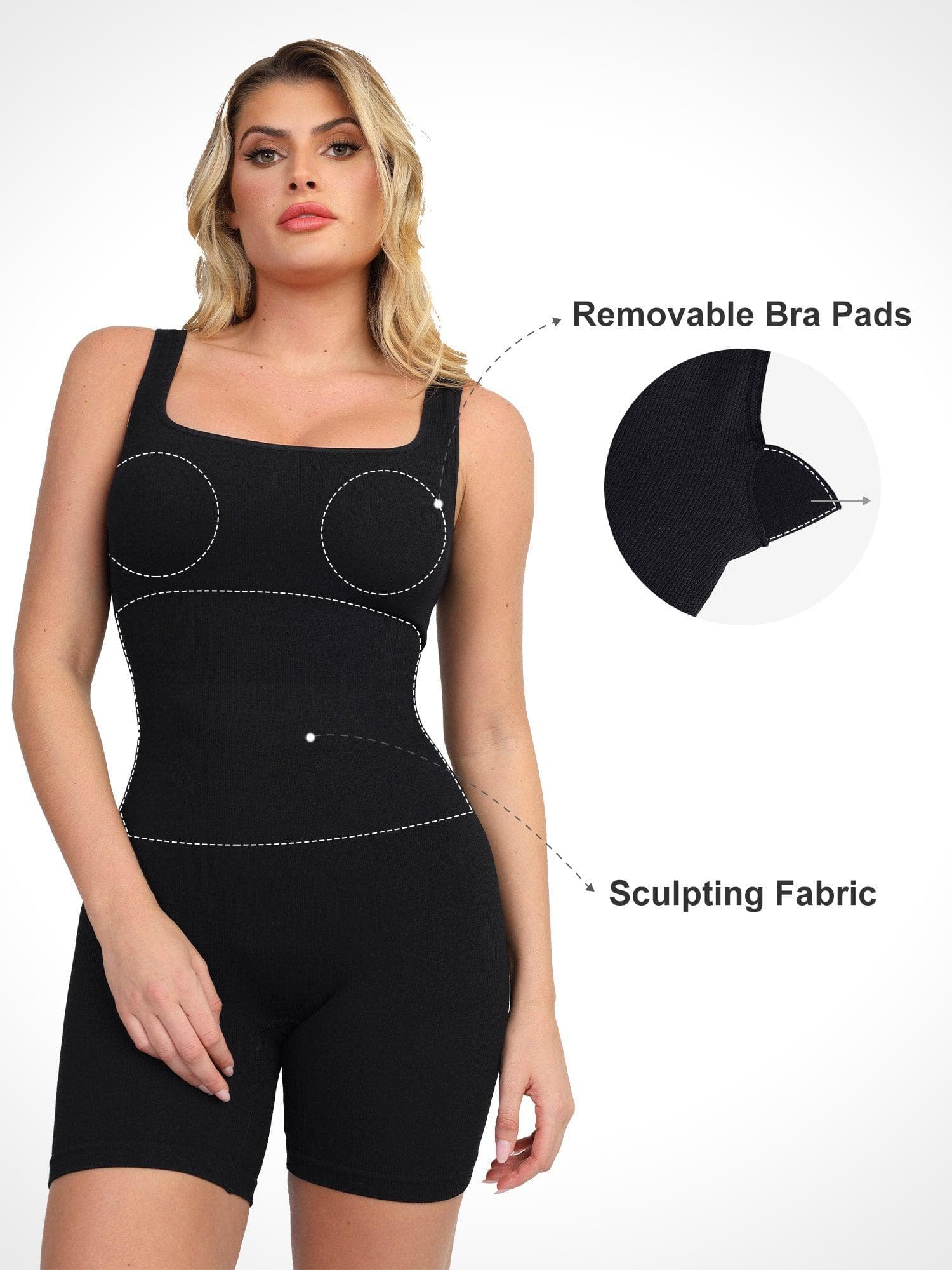 Shapewear Seamless Square Neck Smoothing Sport Romper - Image 27