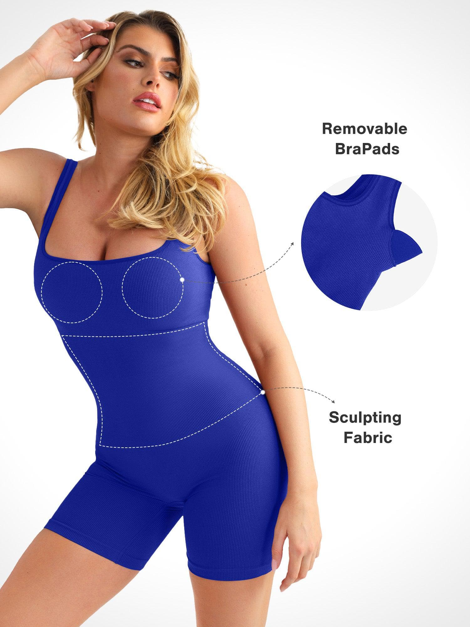 Shapewear Seamless Square Neck Smoothing Sport Romper - Image 41