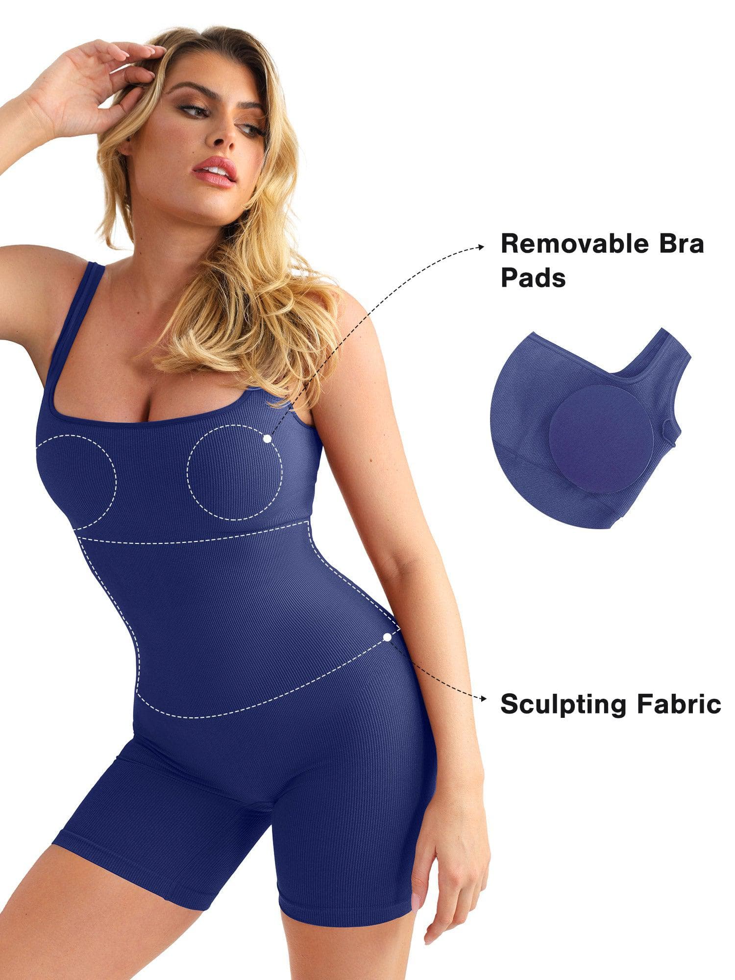 Shapewear Seamless Square Neck Smoothing Sport Romper - Image 3