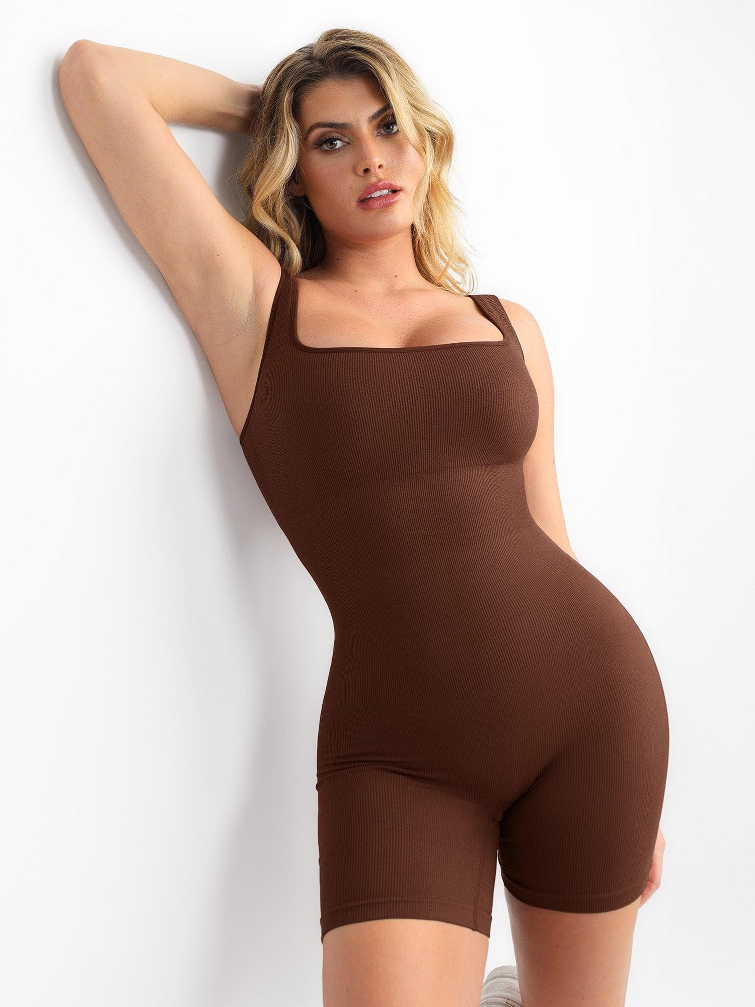Shapewear Seamless Square Neck Smoothing Sport Romper - Image 36