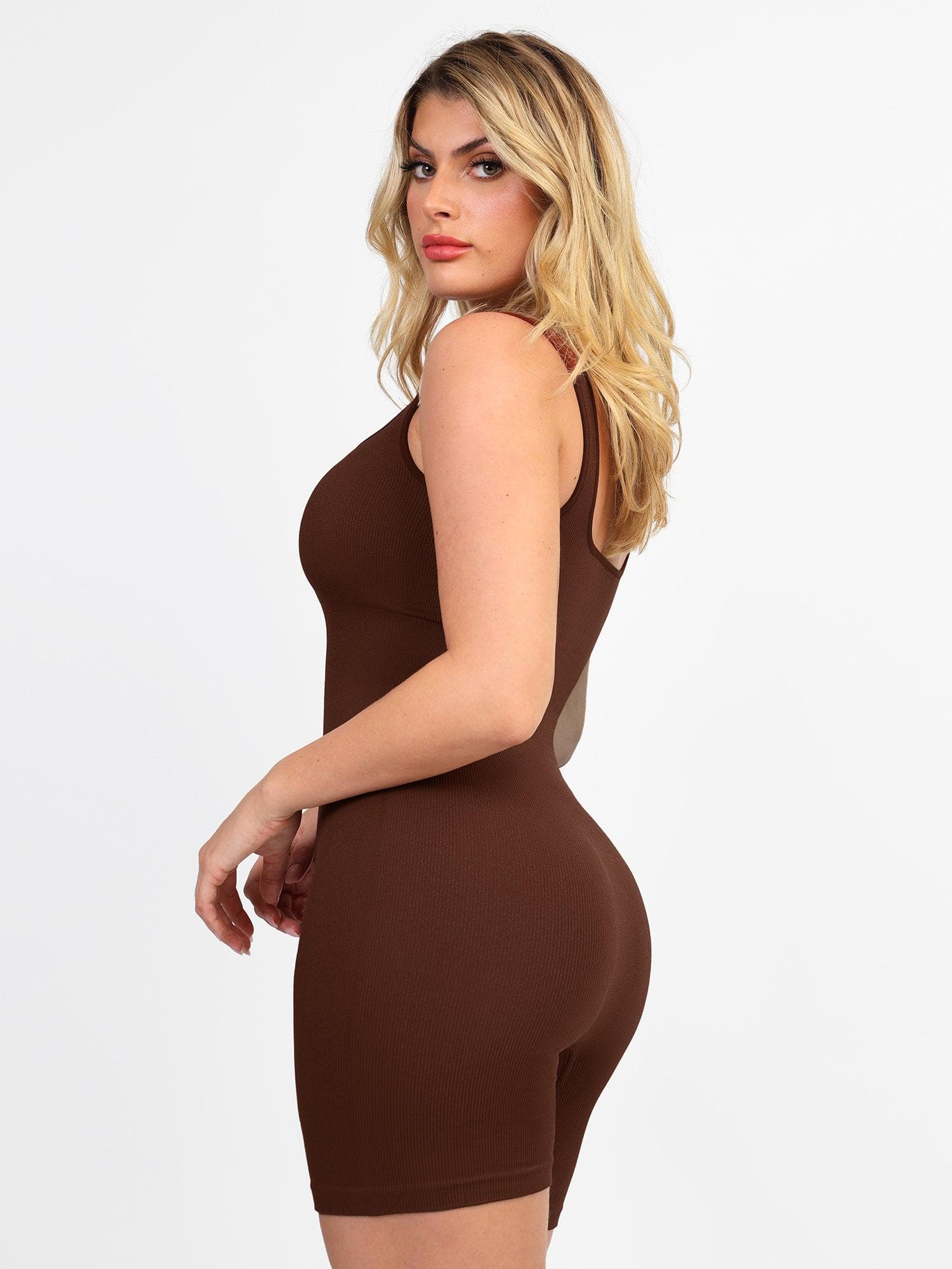 Shapewear Seamless Square Neck Smoothing Sport Romper - Image 37