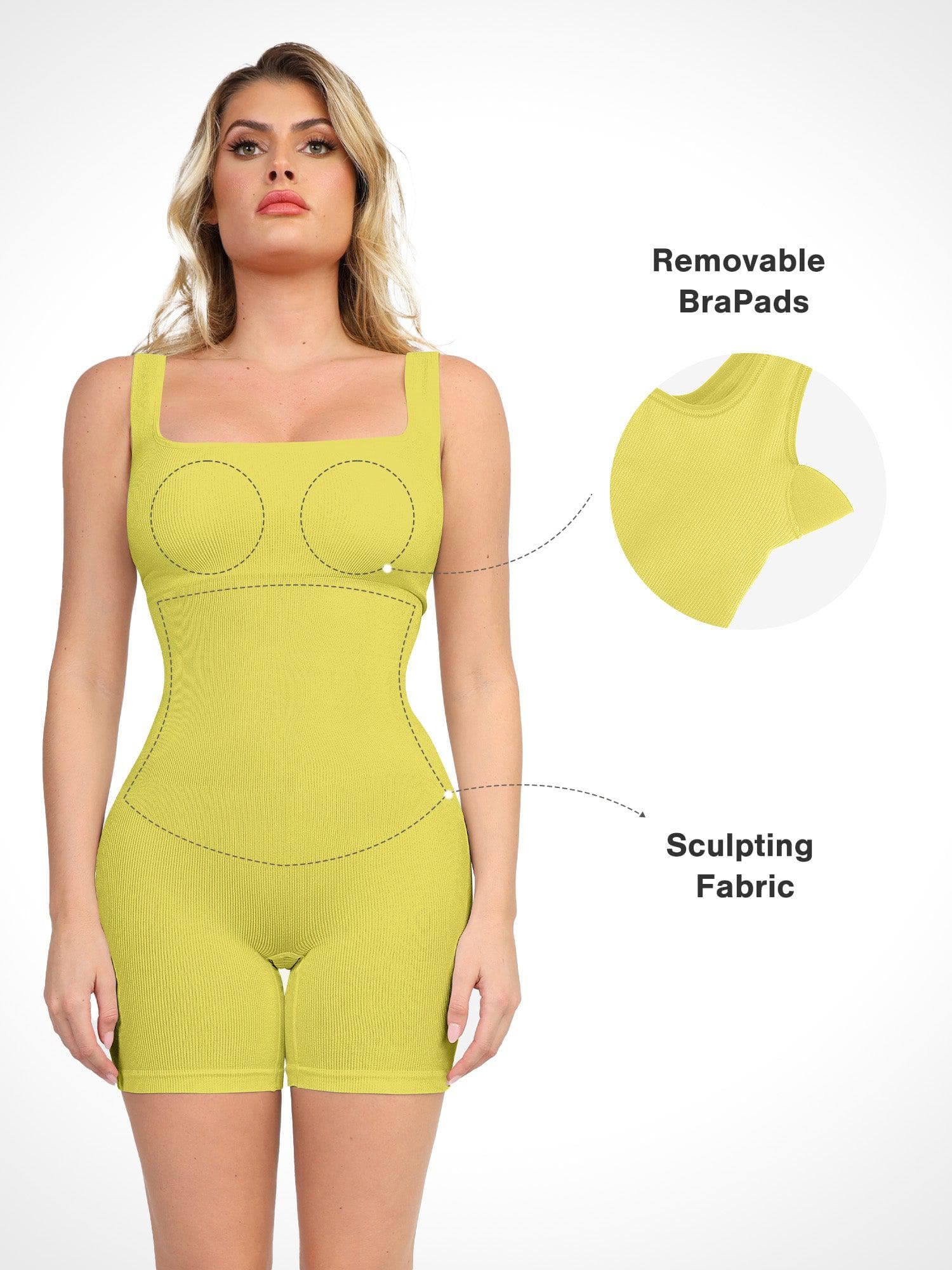 Shapewear Seamless Square Neck Smoothing Sport Romper - Image 16