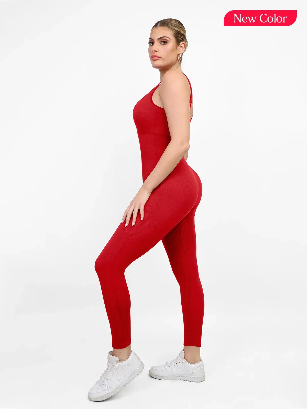 Shapewear Square Neck Tank Workout Seamless Jumpsuit - Image 10