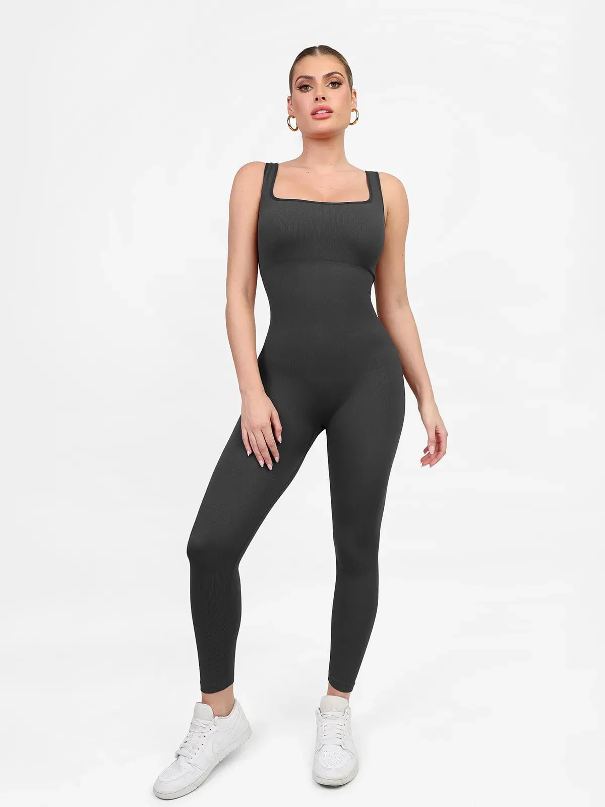Shapewear Square Neck Seamless Tank Workout Jumpsuit - Image 6