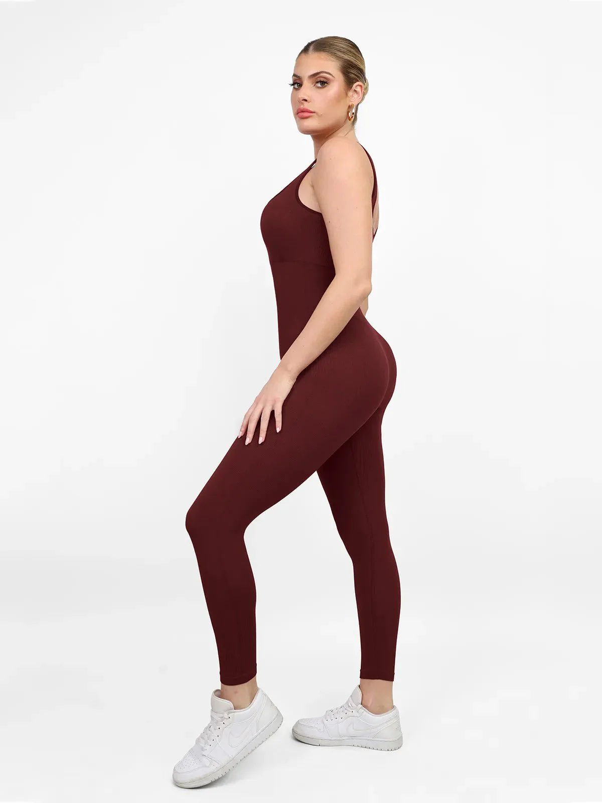 Shapewear Square Neck Seamless Tank Workout Jumpsuit - Image 3