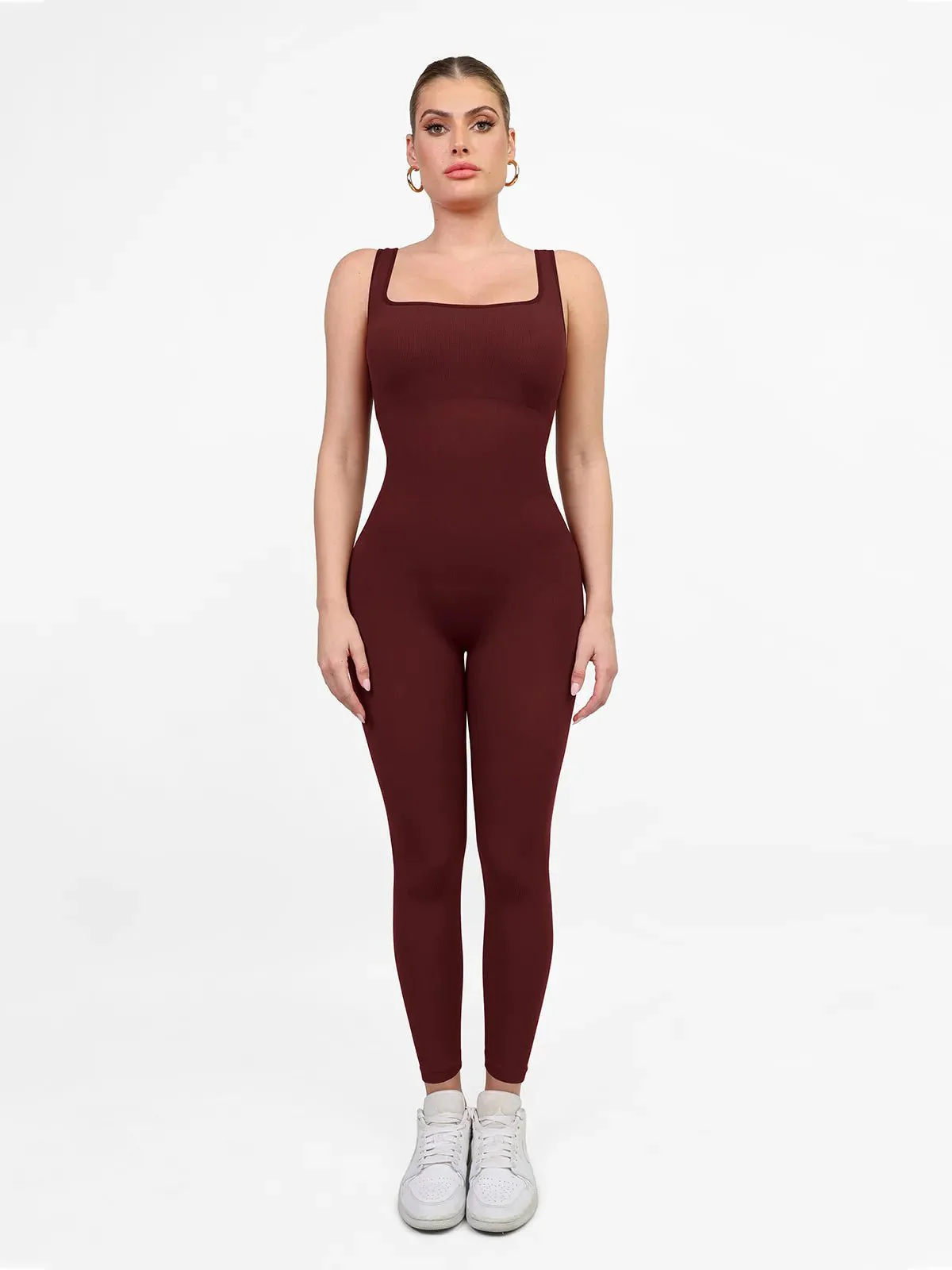 Shapewear Square Neck Seamless Tank Workout Jumpsuit - Image 5