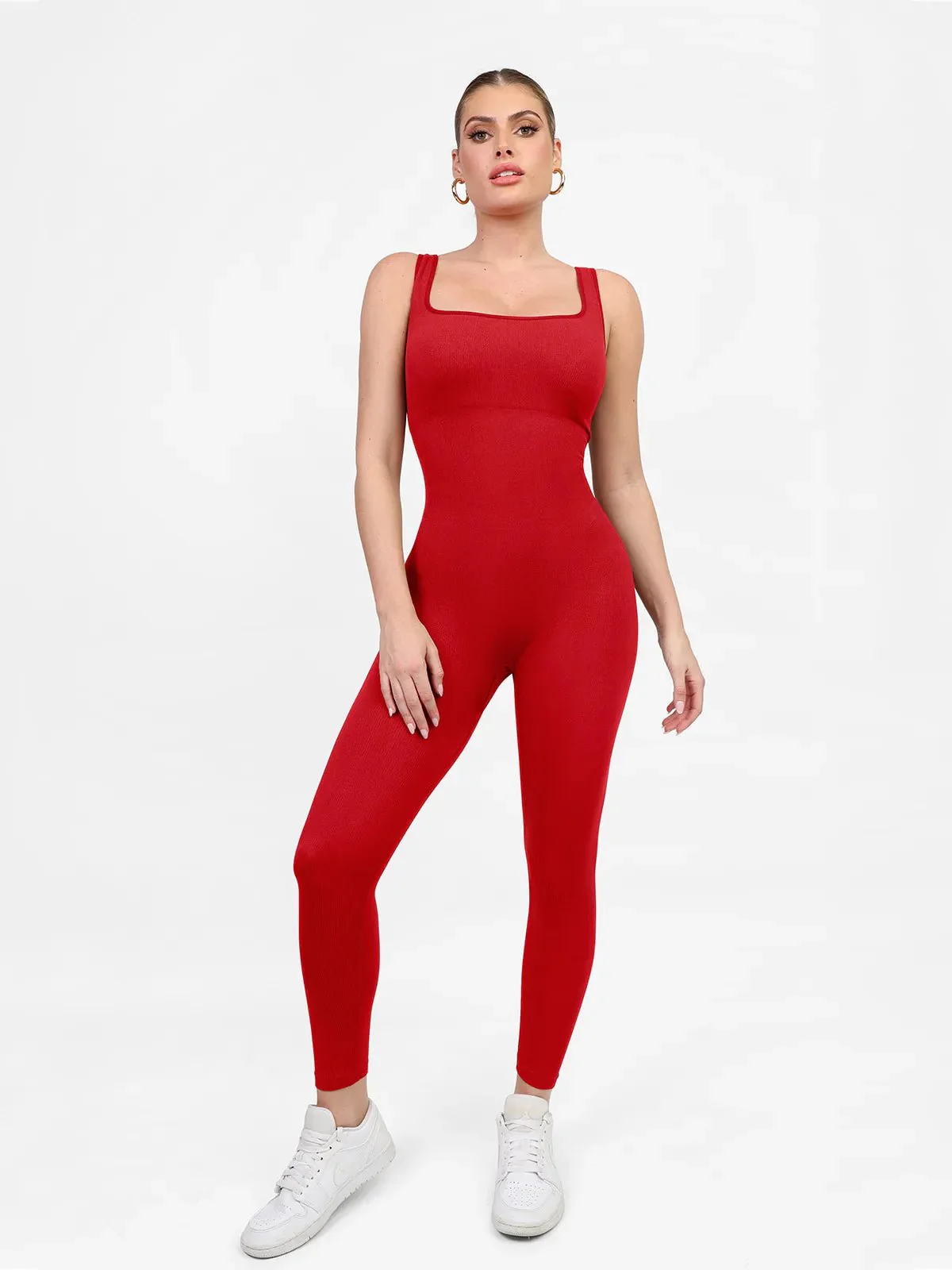 Shapewear Square Neck Tank Workout Seamless Jumpsuit - Image 8