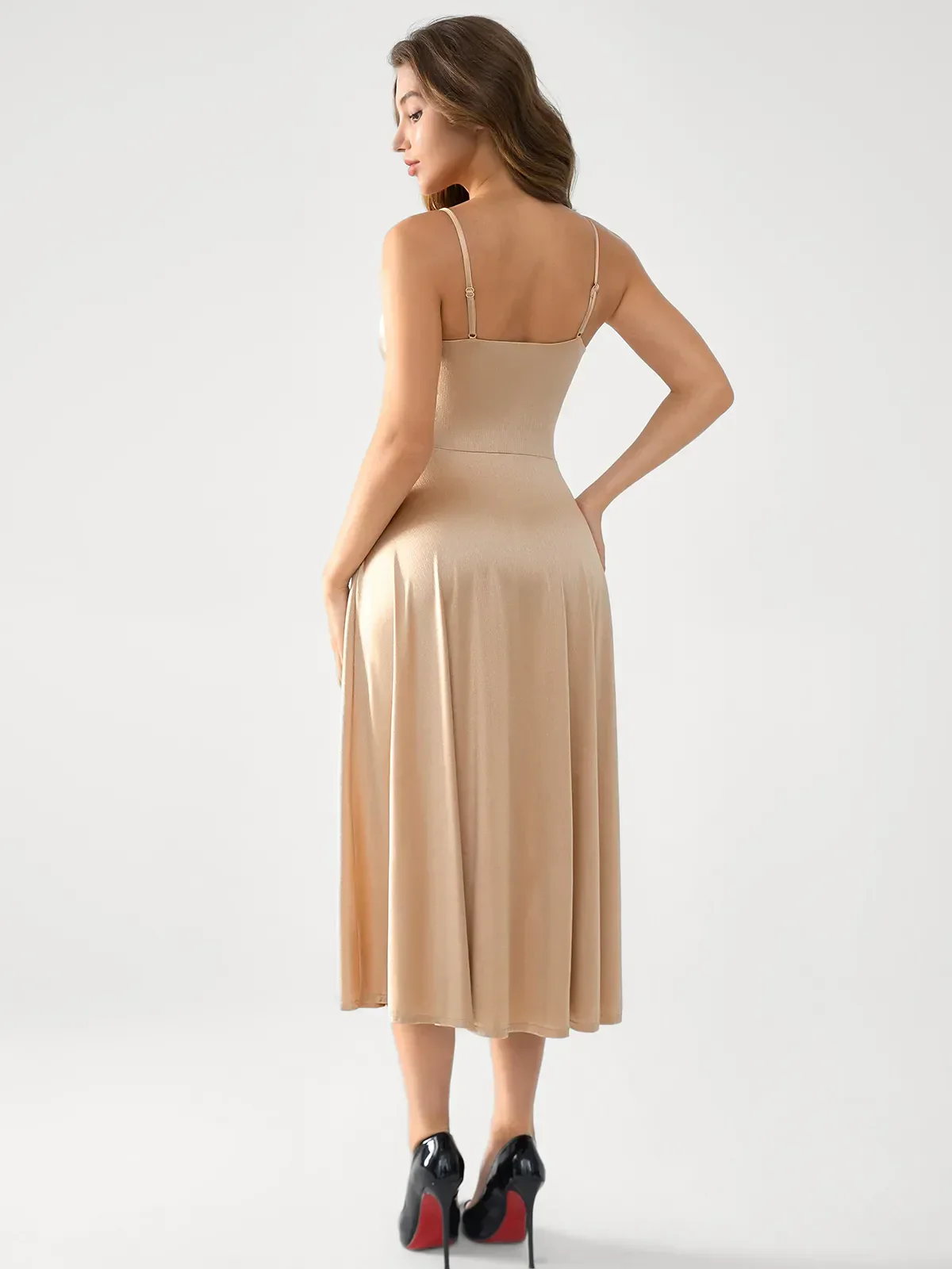 Shapewear Strappy Cowl Neck Fit & Flare Midi Dress - Image 23