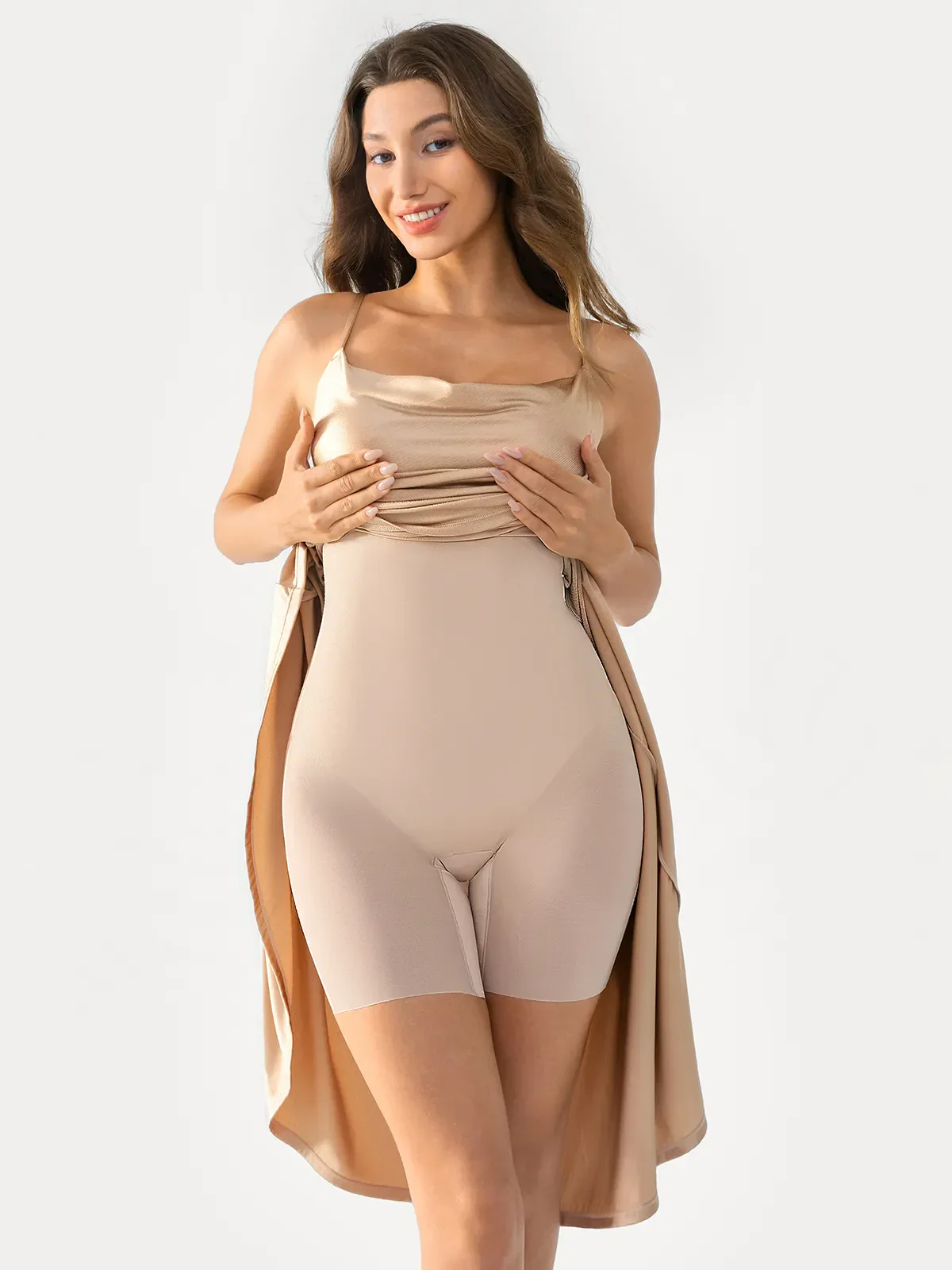 Shapewear Strappy Cowl Neck Fit & Flare Midi Dress - Image 27