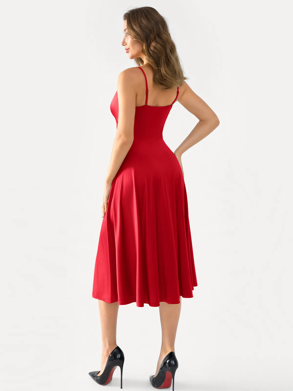 Shapewear Strappy Cowl Neck Fit & Flare Midi Dress - Image 32