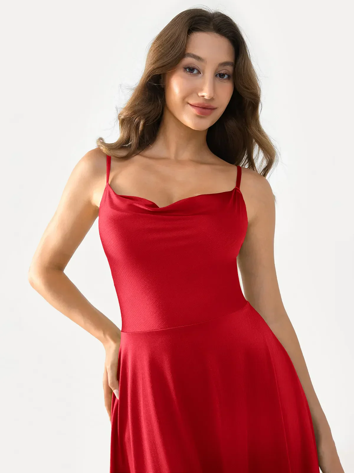 Shapewear Strappy Cowl Neck Fit & Flare Midi Dress - Image 36
