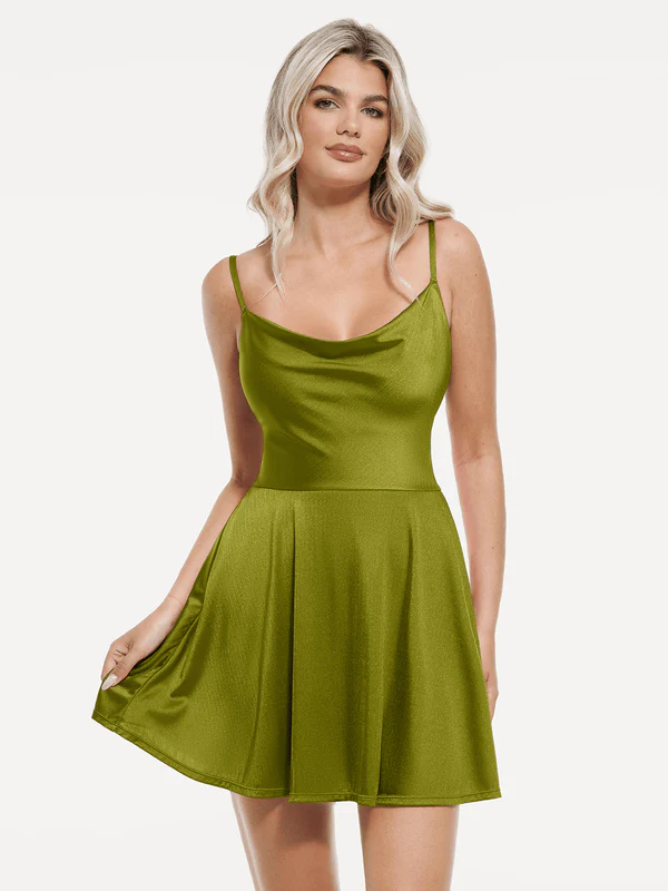 Shapewear Strappy Cowl Neck Fit & Flare Midi Dress - Image 51