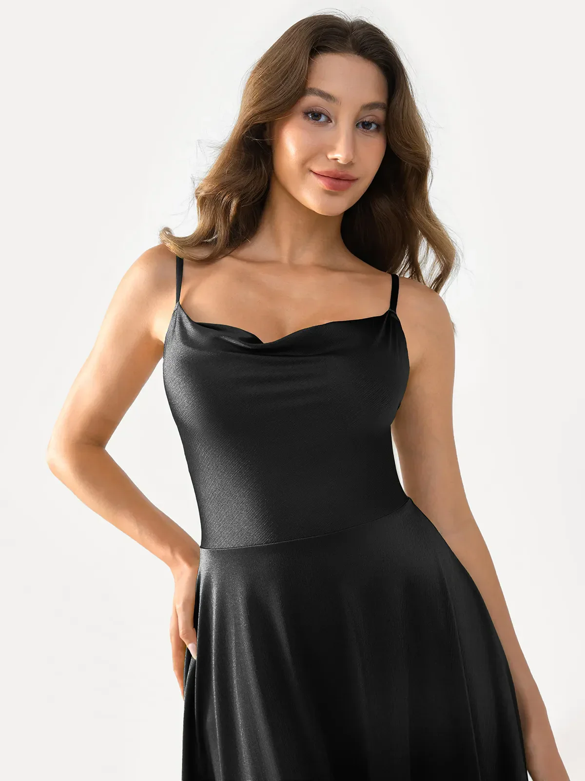 Shapewear Strappy Cowl Neck Fit & Flare Midi Dress - Image 9