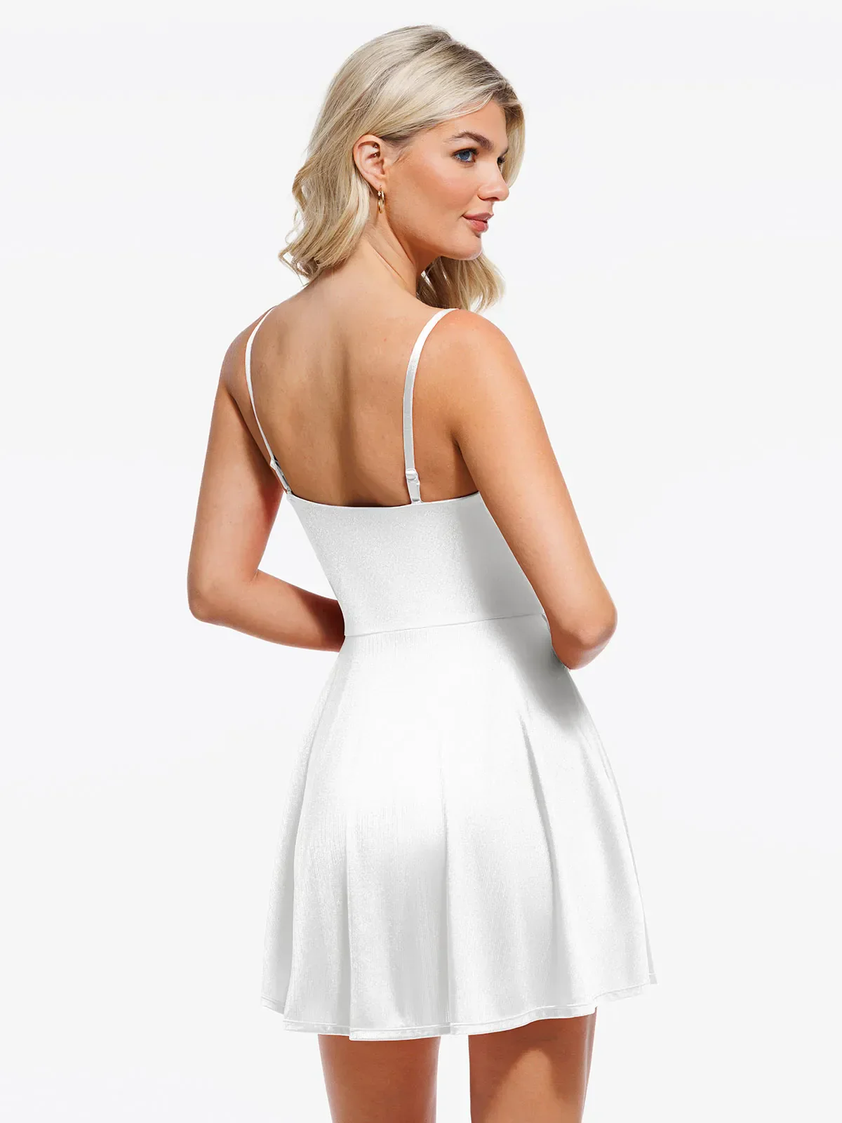 Shapewear Strappy Cowl Neck Tummy Control Flare Dress - Image 15