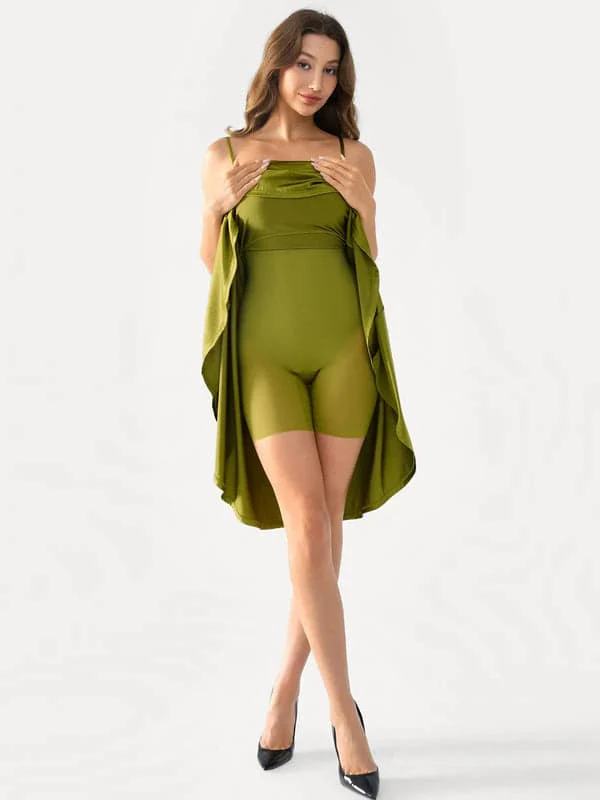 Shapewear Strappy Cowl Neck Tummy Control Flare Dress - Image 71