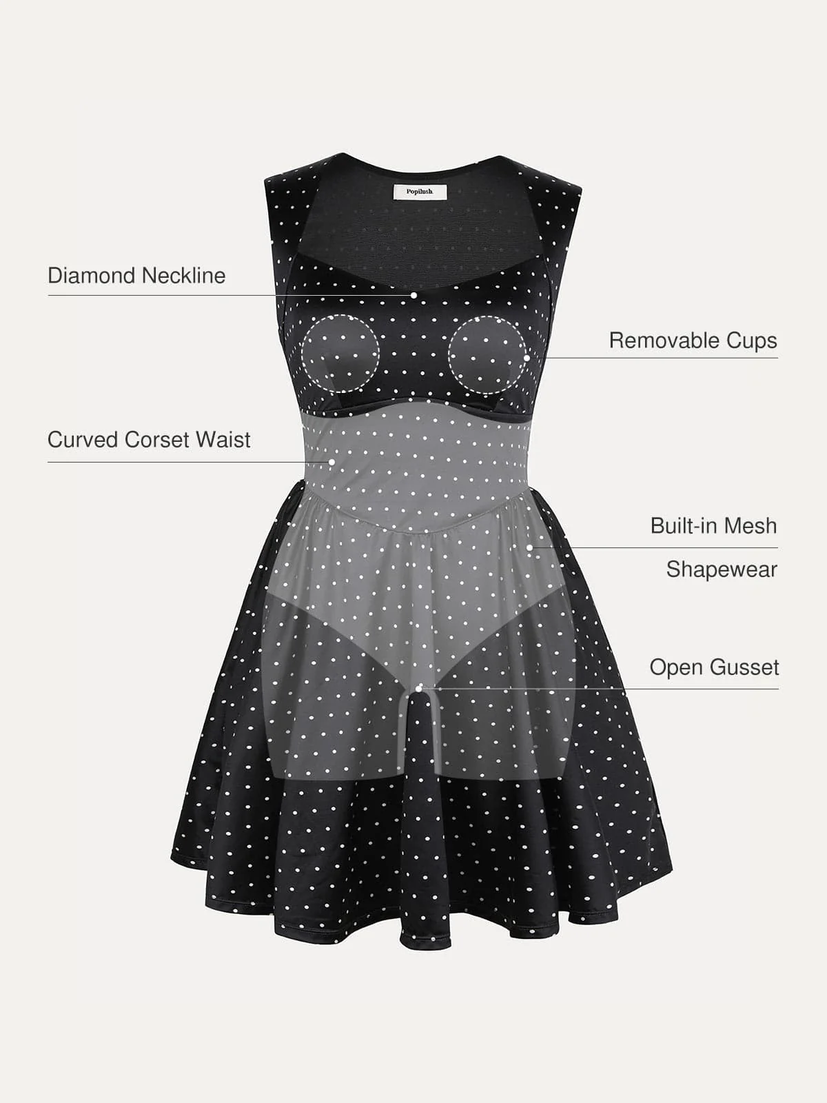 Shapewear Sweetheart Neckline Fit & Flare Mini Dress - Image 4