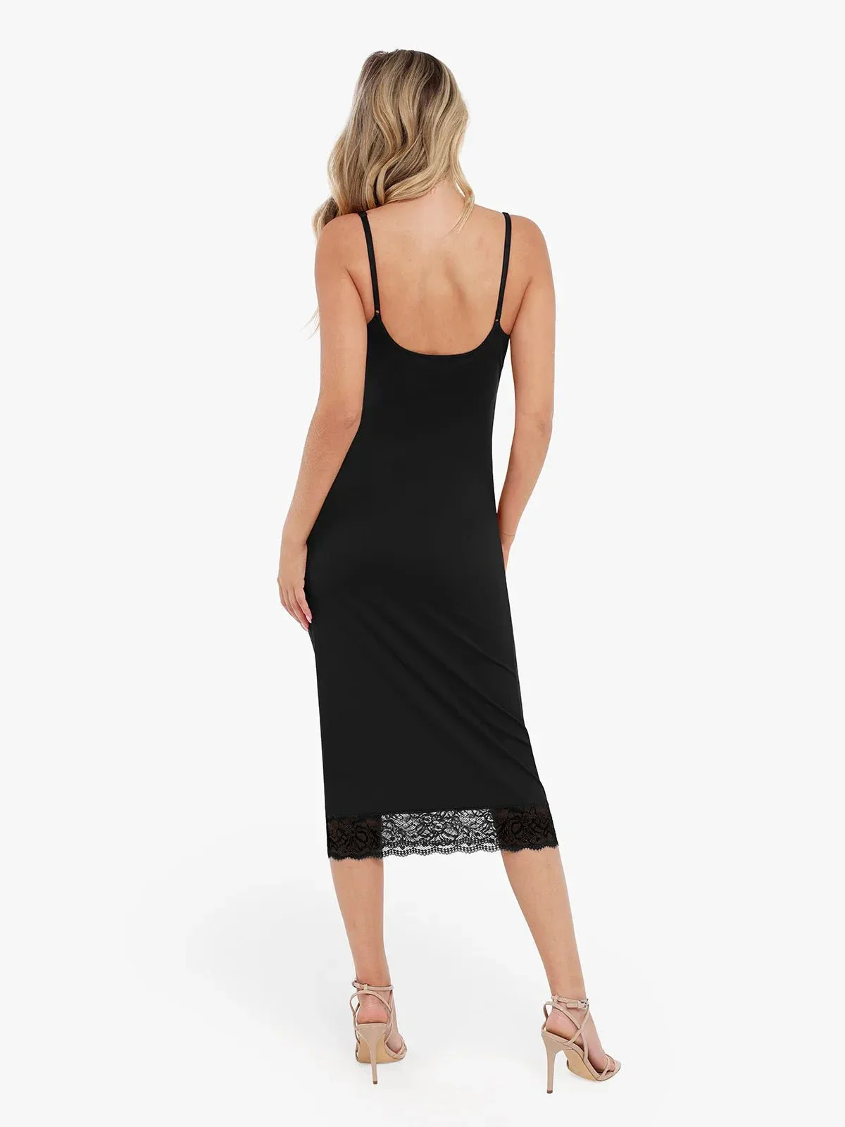 Shapewear Tummy Control Lace Inset Midi Dress - Image 12