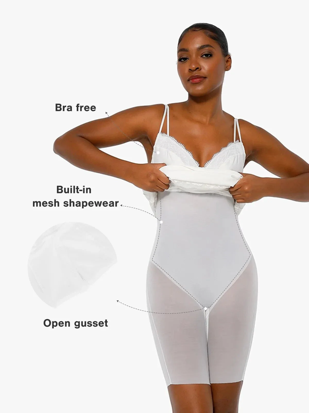 Shapewear Tummy Control Lace Inset Midi Dress - Image 16