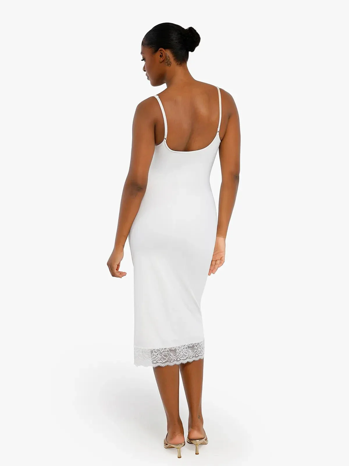 Shapewear Tummy Control Lace Inset Midi Dress - Image 18