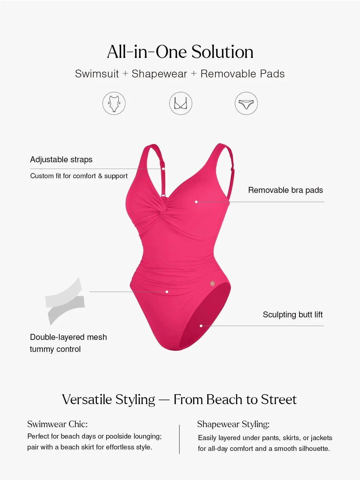 Shapewear Twist Front Ruched Sculpting Swimsuit - Image 22