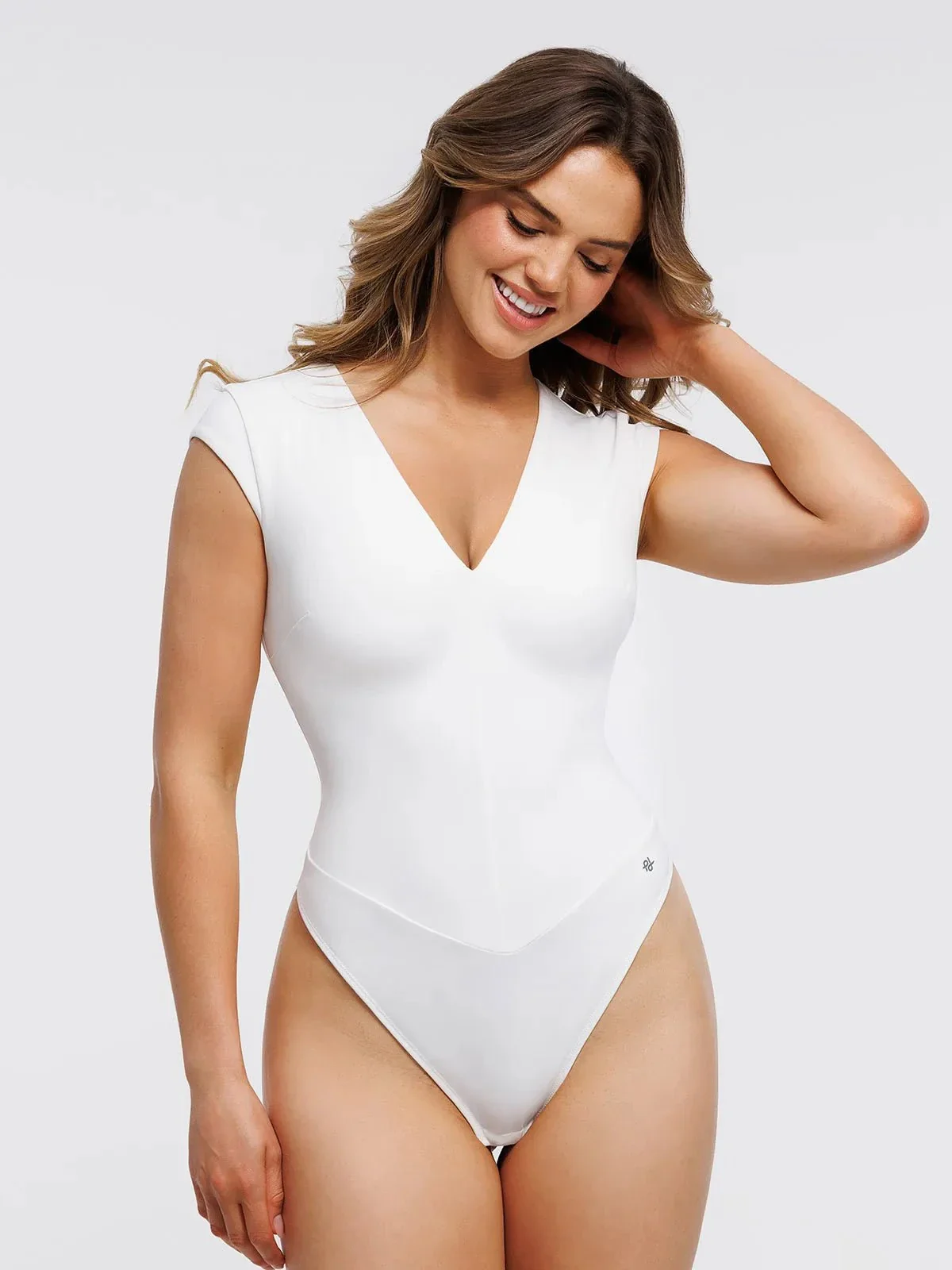 Shapewear V Neck Cap Sleeve Tummy Control Bodysuit - Image 6