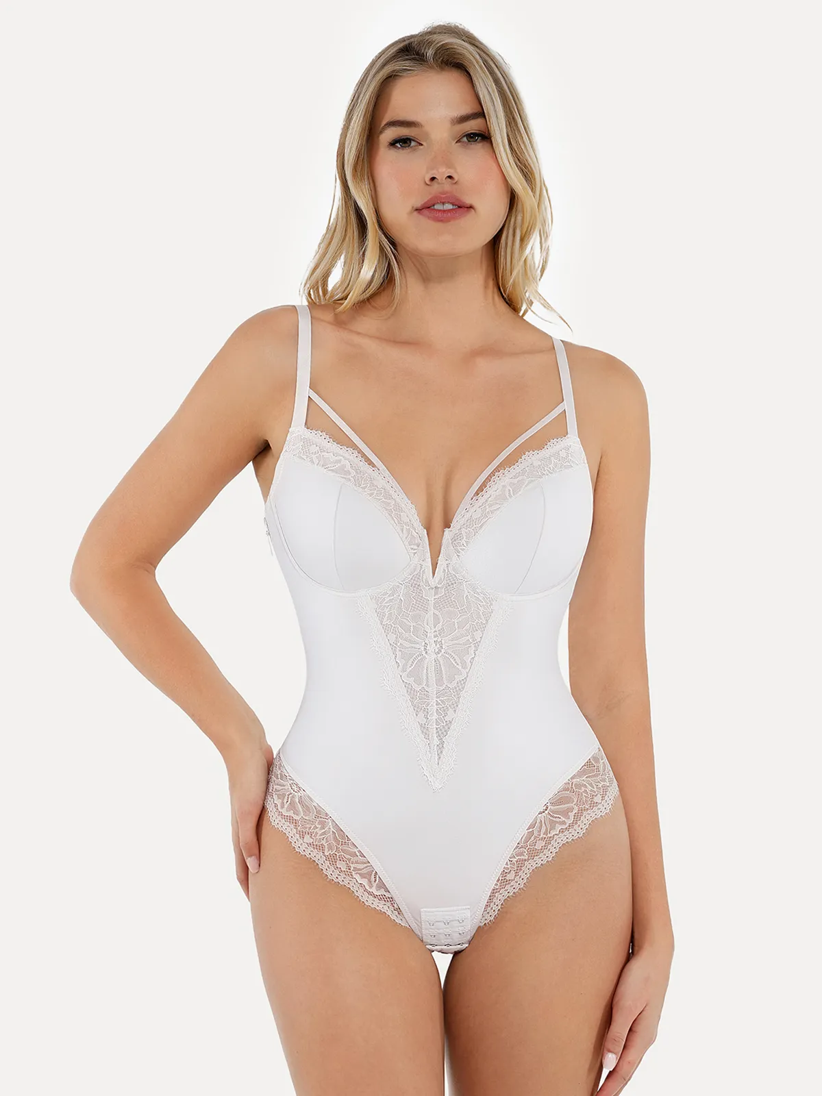Shapewear Strappy Tummy Control Lace Inset Bodysuit - Image 17