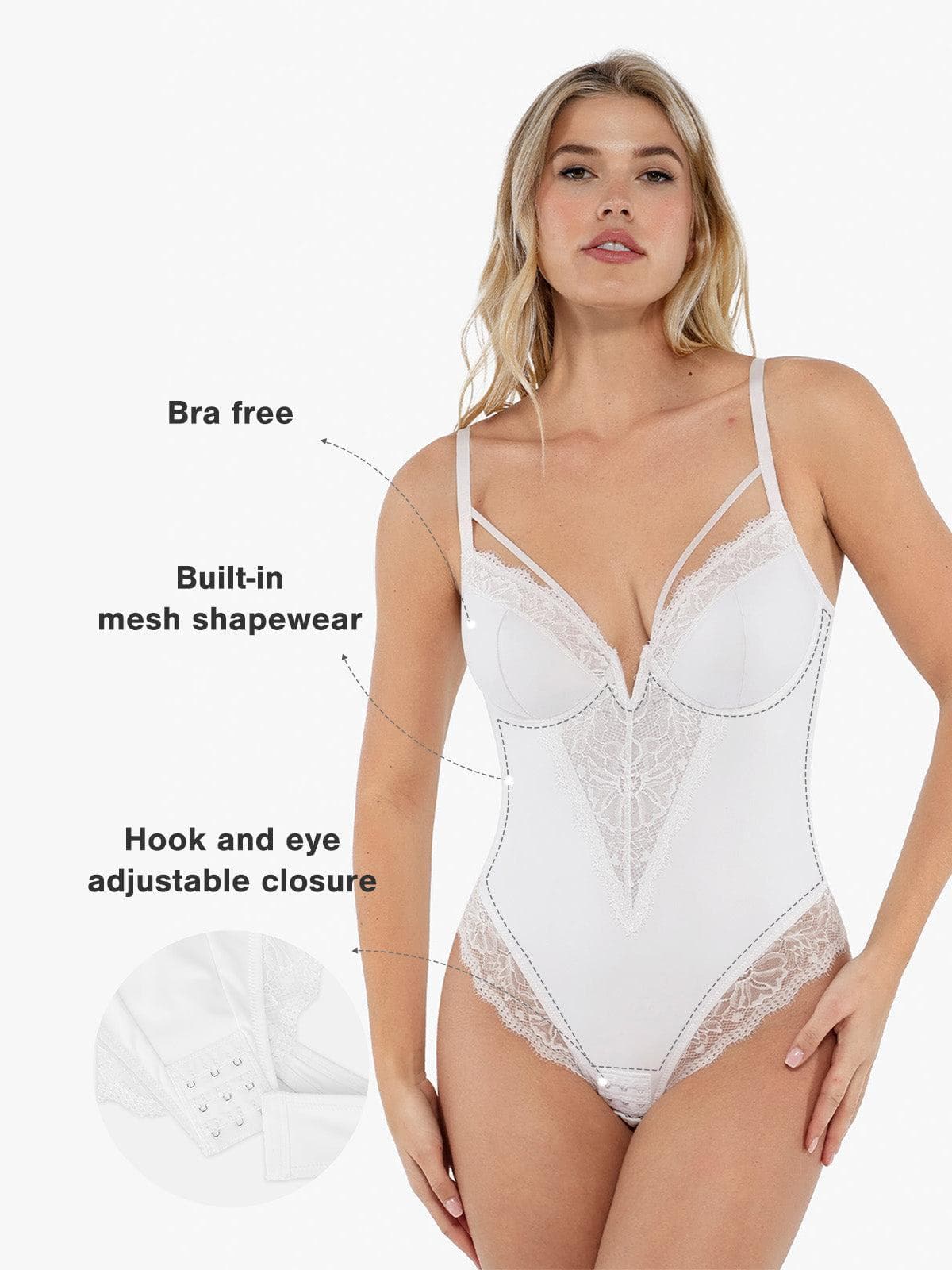 Shapewear Strappy Tummy Control Lace Inset Bodysuit - Image 18