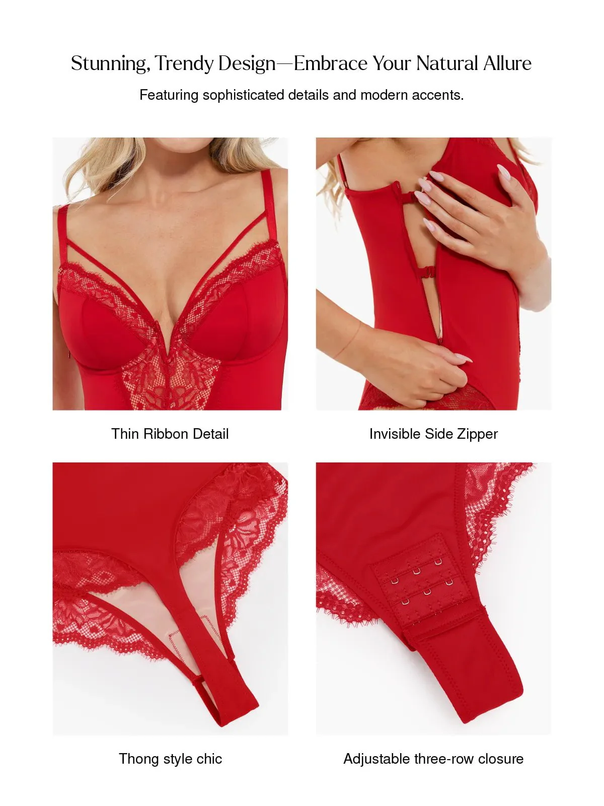 Shapewear Strappy Tummy Control Lace Inset Bodysuit - Image 4