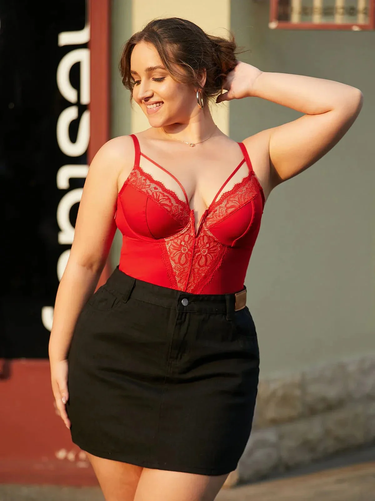 Shapewear Strappy Tummy Control Lace Inset Bodysuit - Image 7