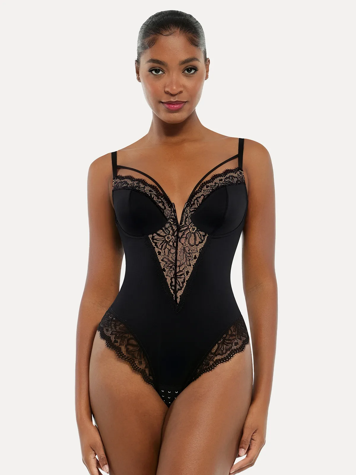 Shapewear Strappy Tummy Control Lace Inset Bodysuit - Image 9