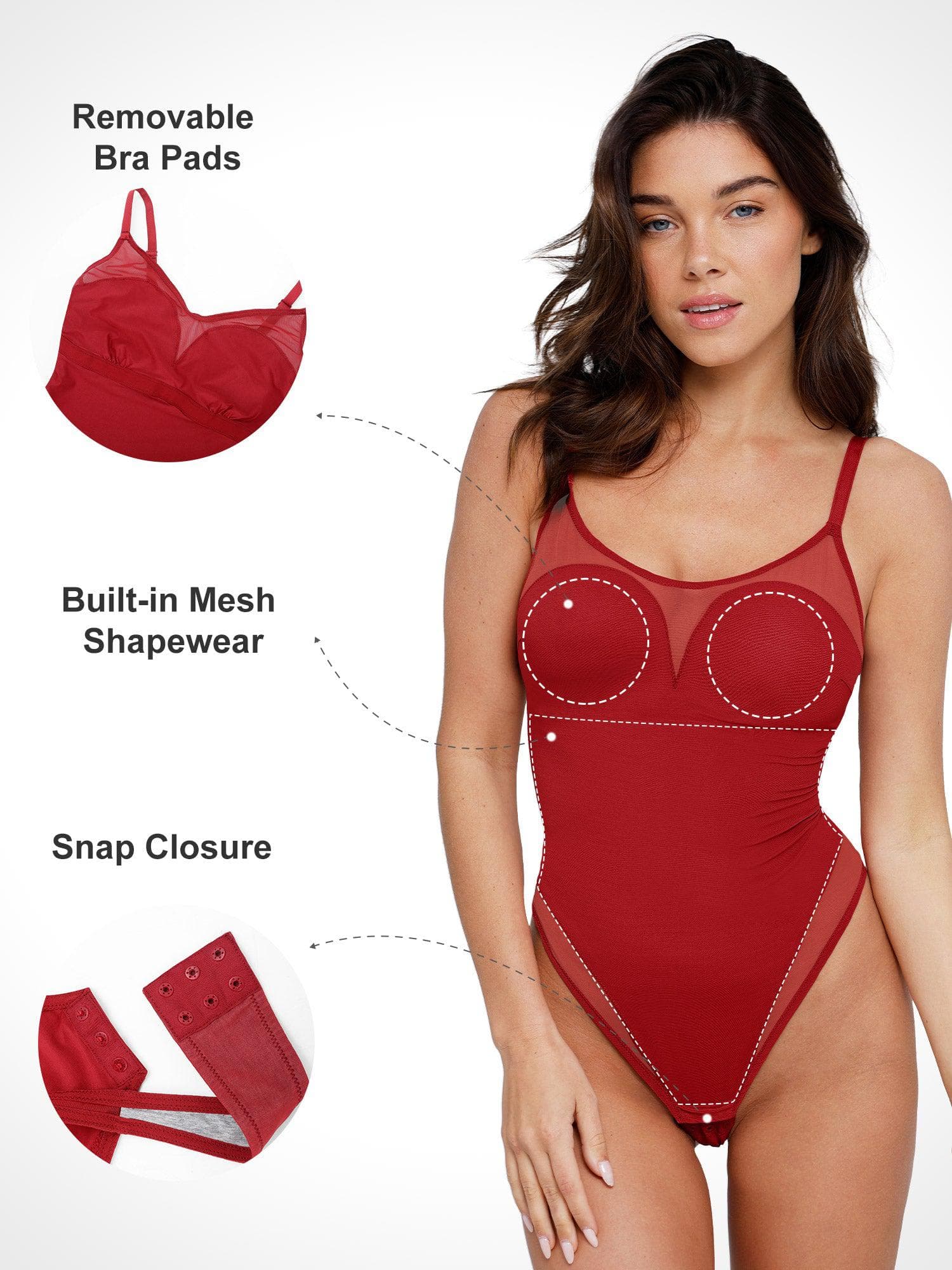 Shapewear Slimming Illusion Mesh Camisole Bodysuit - Image 2