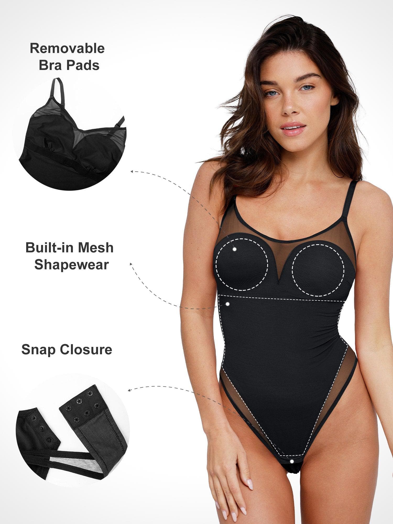 Shapewear Slimming Illusion Mesh Camisole Bodysuit - Image 9