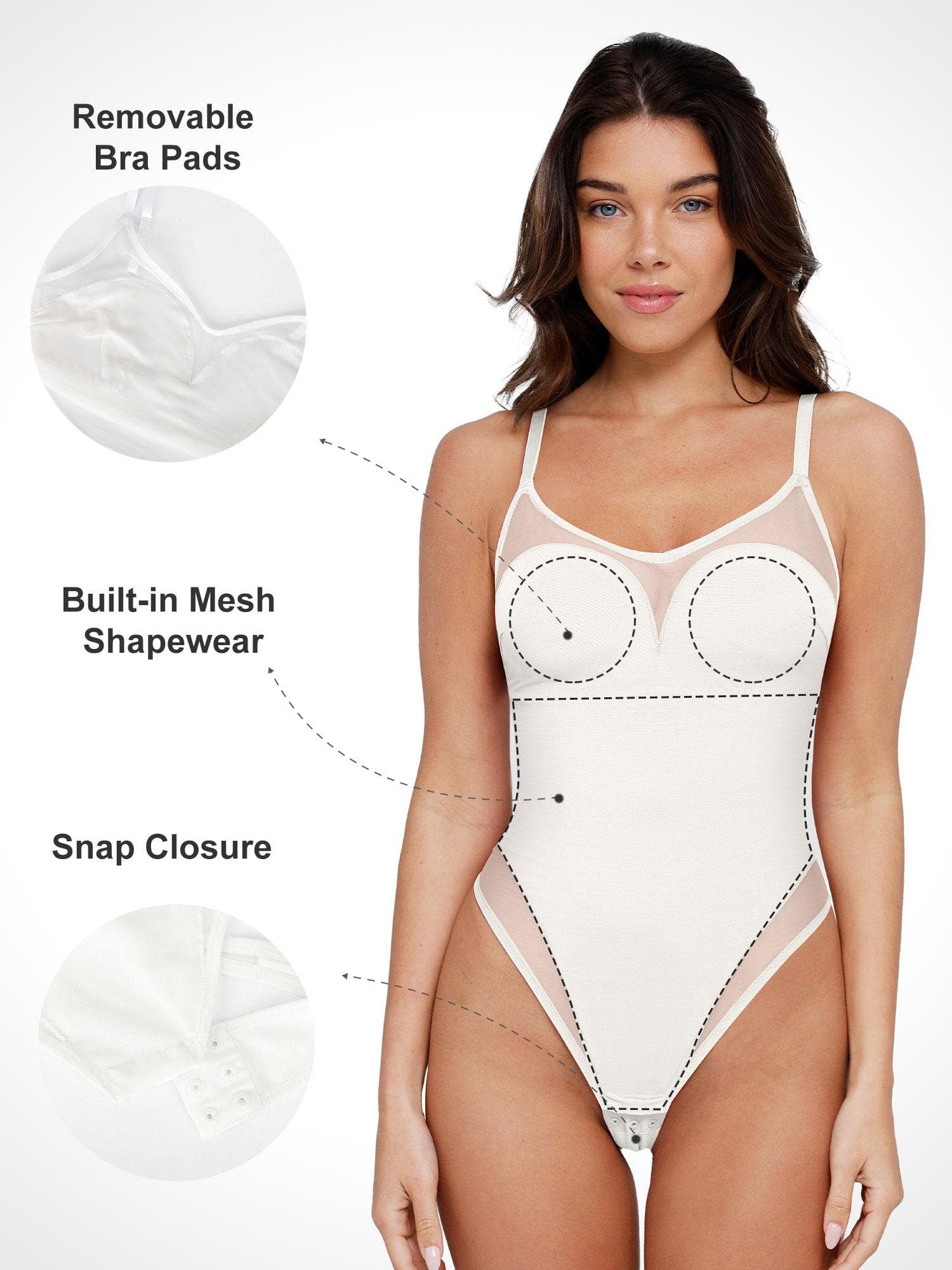 Shapewear Illusion Mesh Slimming Thong Bodysuits - Image 13