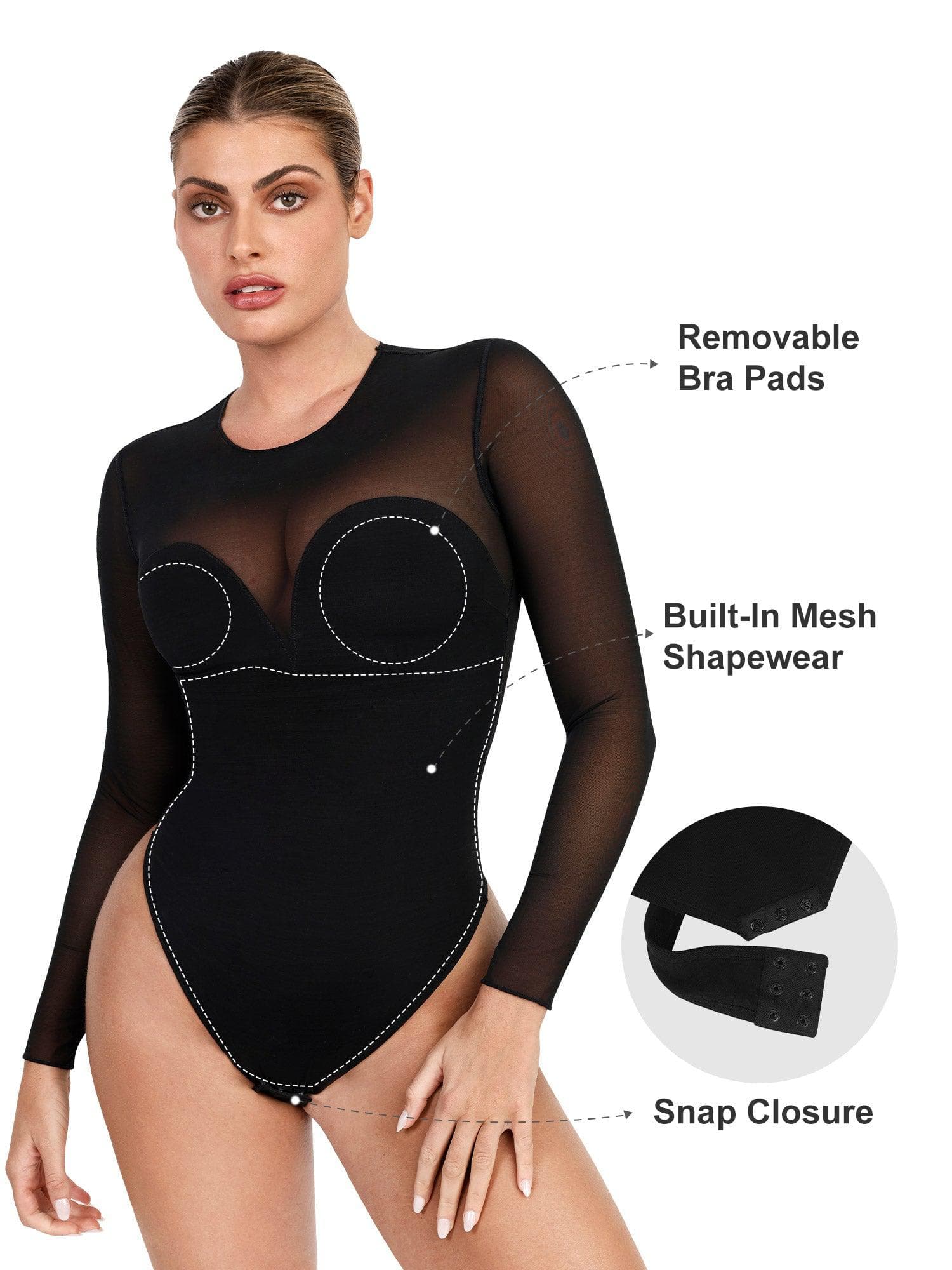 Shapewear Illusion Mesh Slimming Thong Bodysuits - Image 34