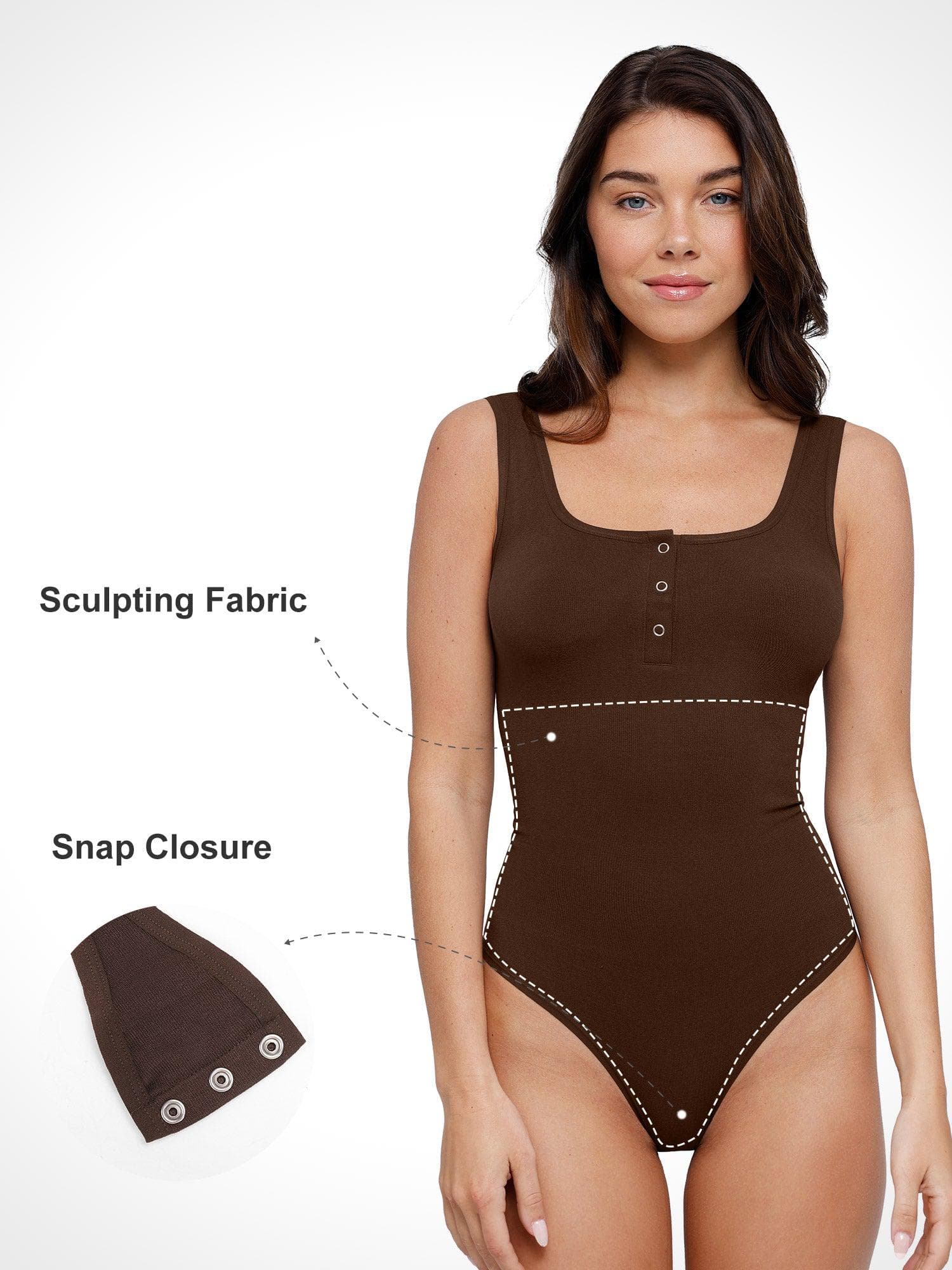 Shapewear Seamless Modal Henley Tank Bodysuit - Image 25