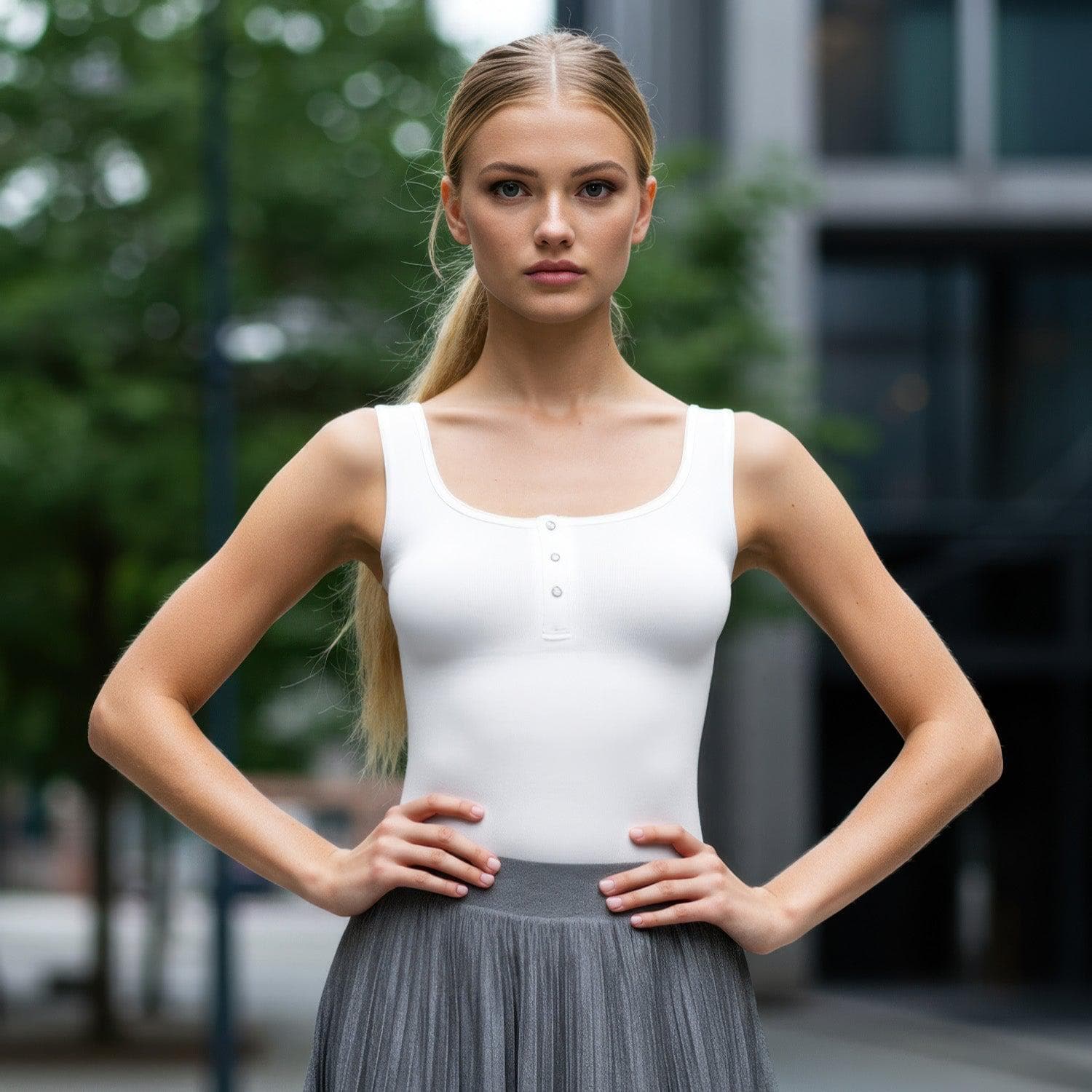 Soft Modal Seamless Henley Tank Bodysuit - Image 18