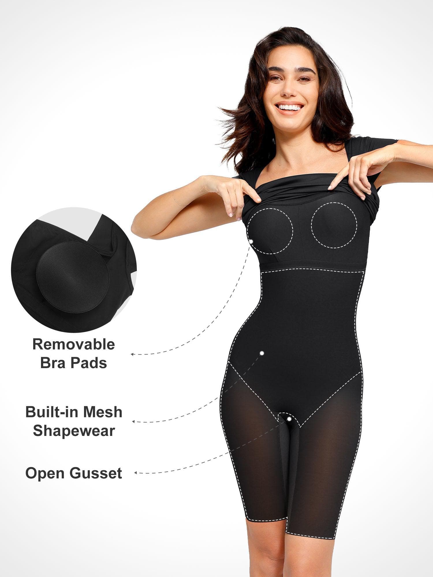 Shapewear Short Sleeve Low-Back Bodycon Midi Dress - Image 6