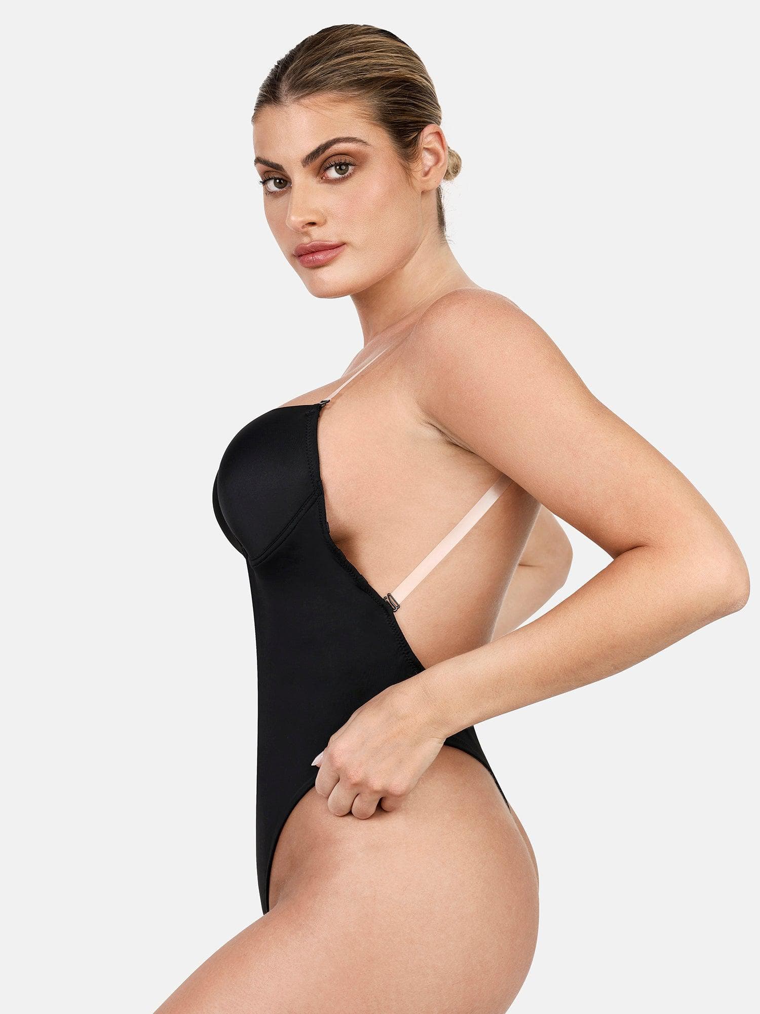 Shapewear Halter Strap Deep U Sculpting Backless Bodysuit - Image 11
