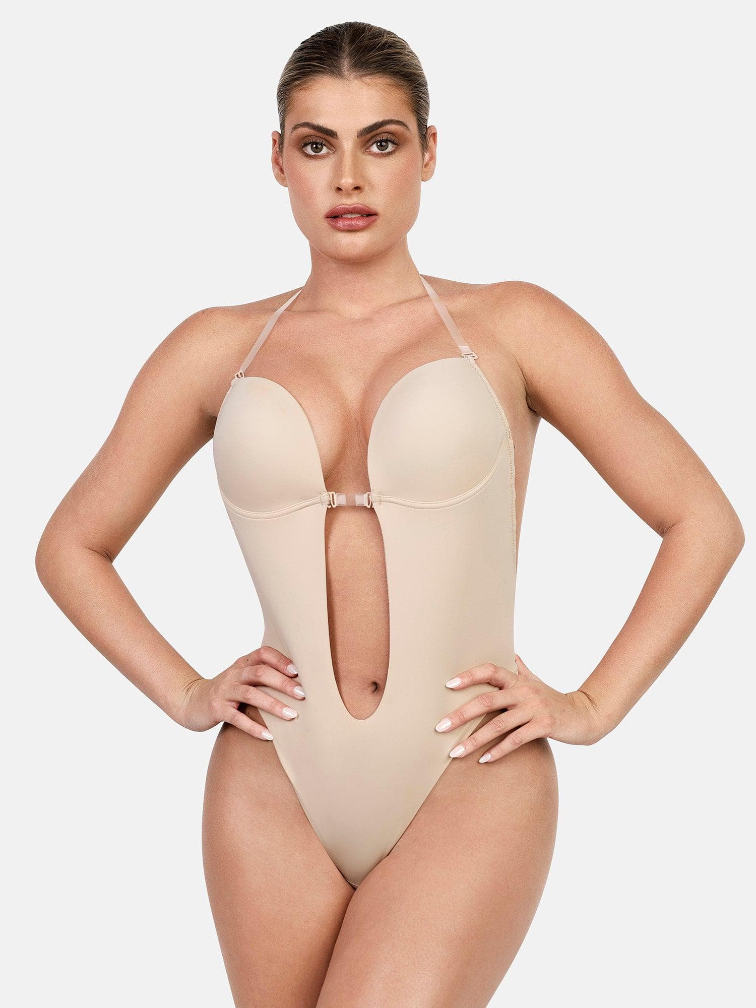 Shapewear Halter Strap Deep U Sculpting Backless Bodysuit - Image 5