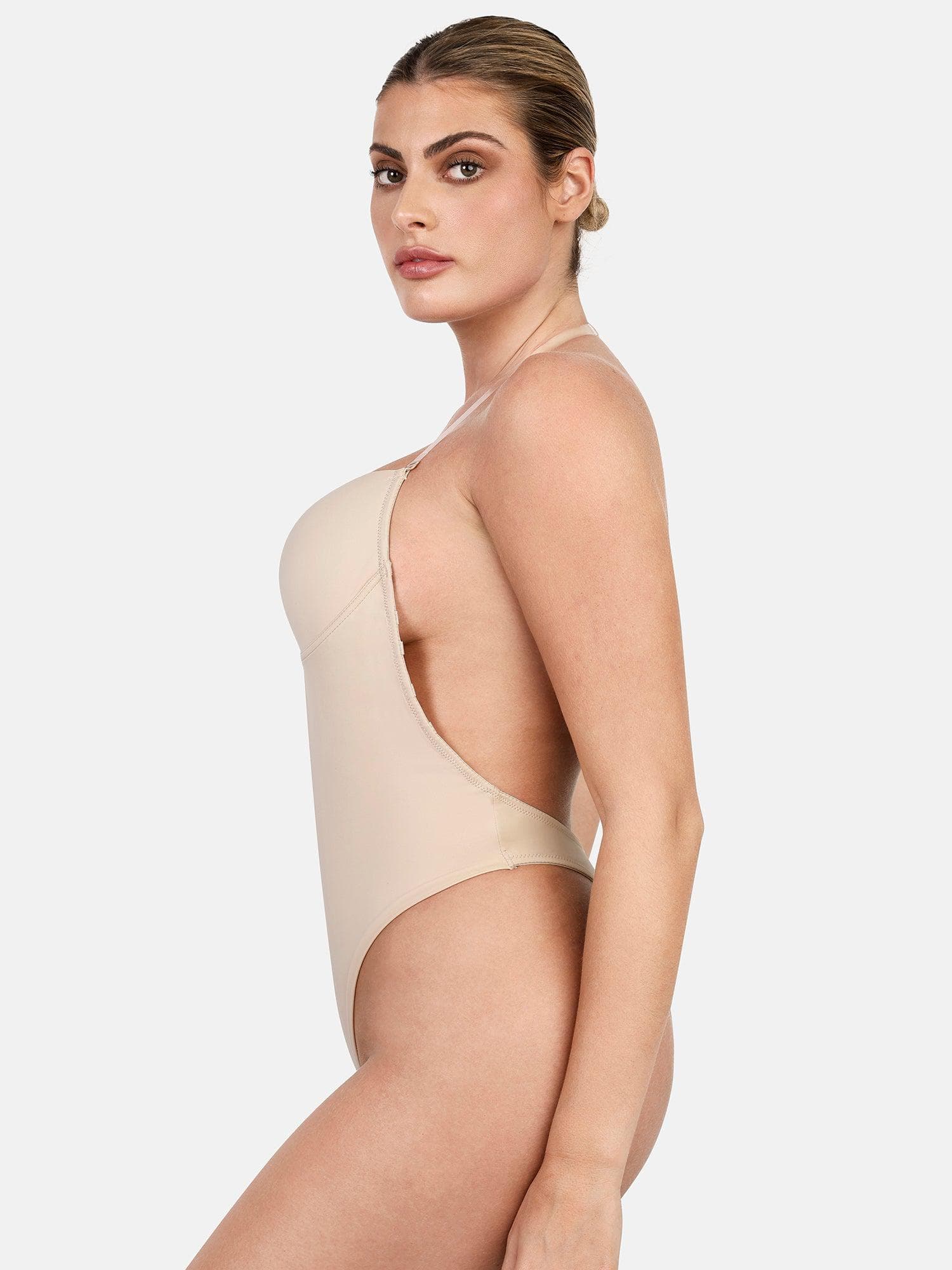 Shapewear Halter Strap Deep U Sculpting Backless Bodysuit - Image 6