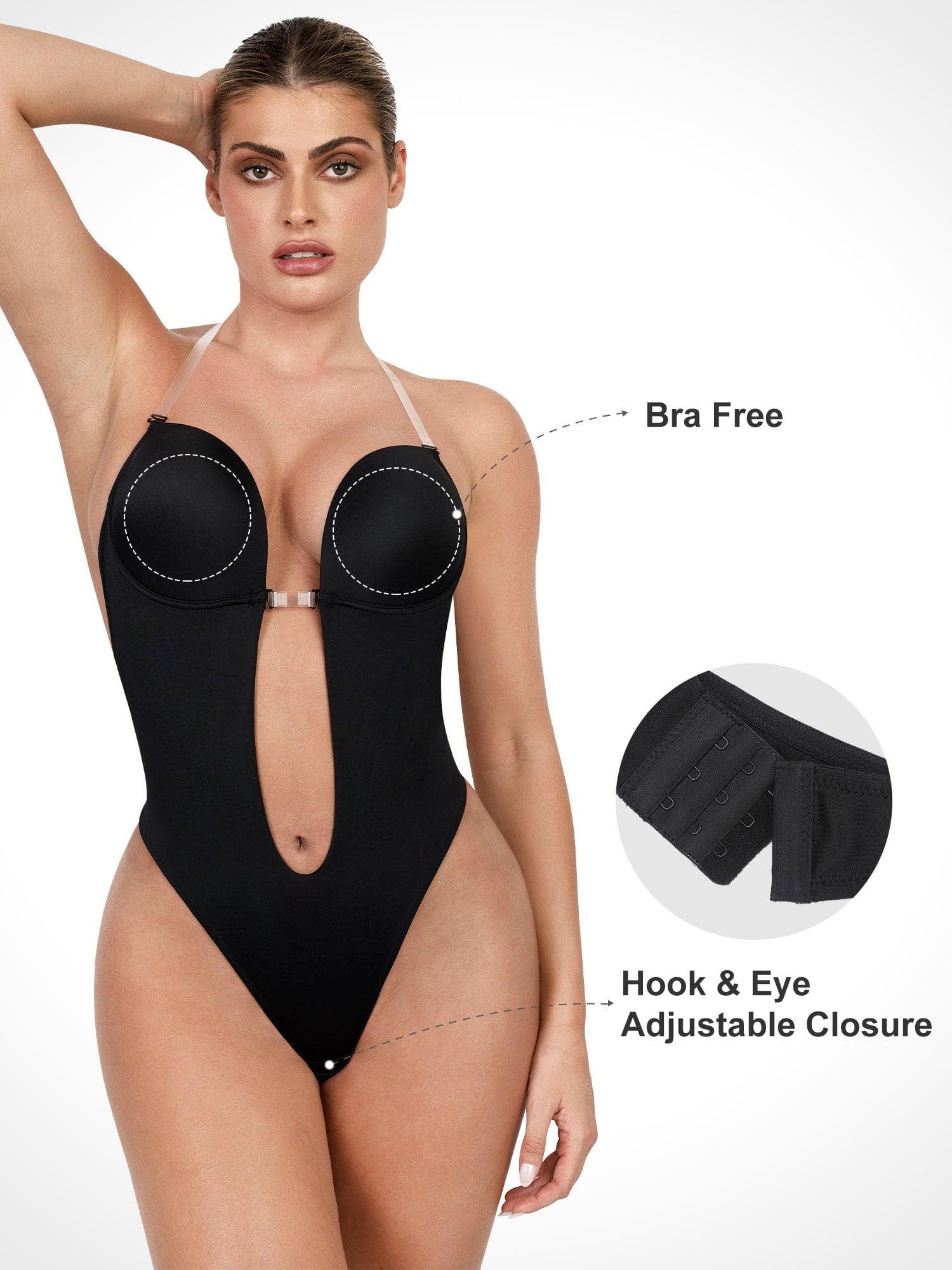 Shapewear Halter Strap Deep U Sculpting Backless Bodysuit - Image 9
